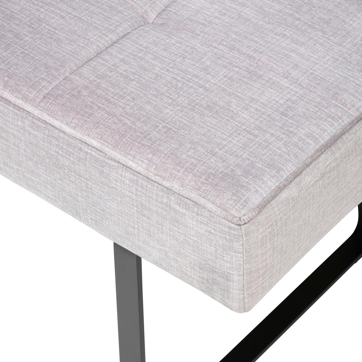 Sitzbank Tilos mit Lehne Samt Hellgrau, B: 140 cm - Hellbraun/Hellgrau, KONVENTIONELL, Textil/Metall (140/88/62cm) - MID.YOU