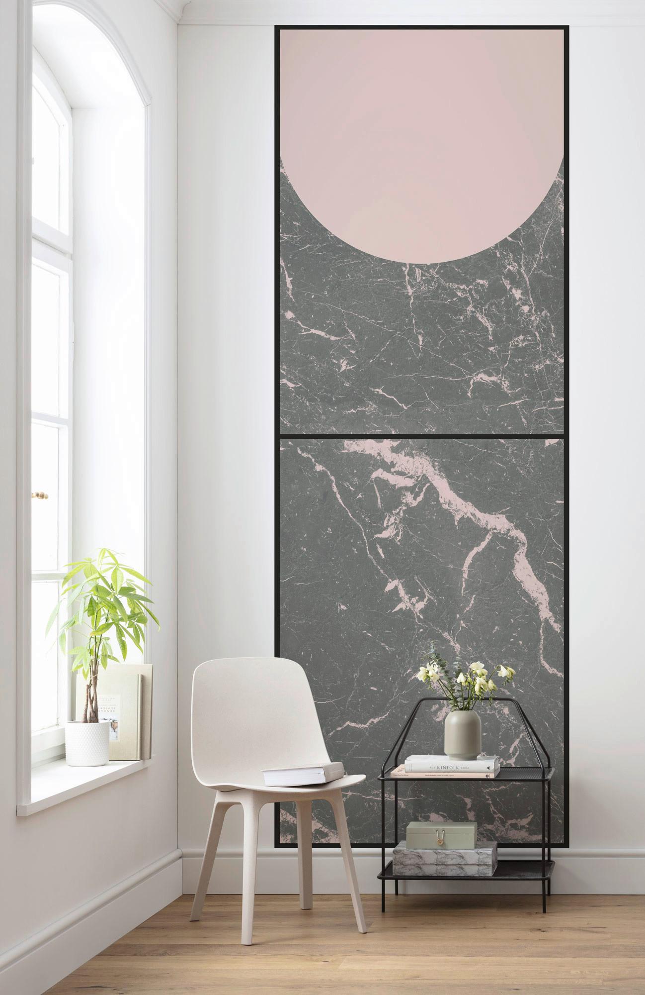 Vliestapete Medium - Rosa/Grau, Basics (100/280cm) - Komar