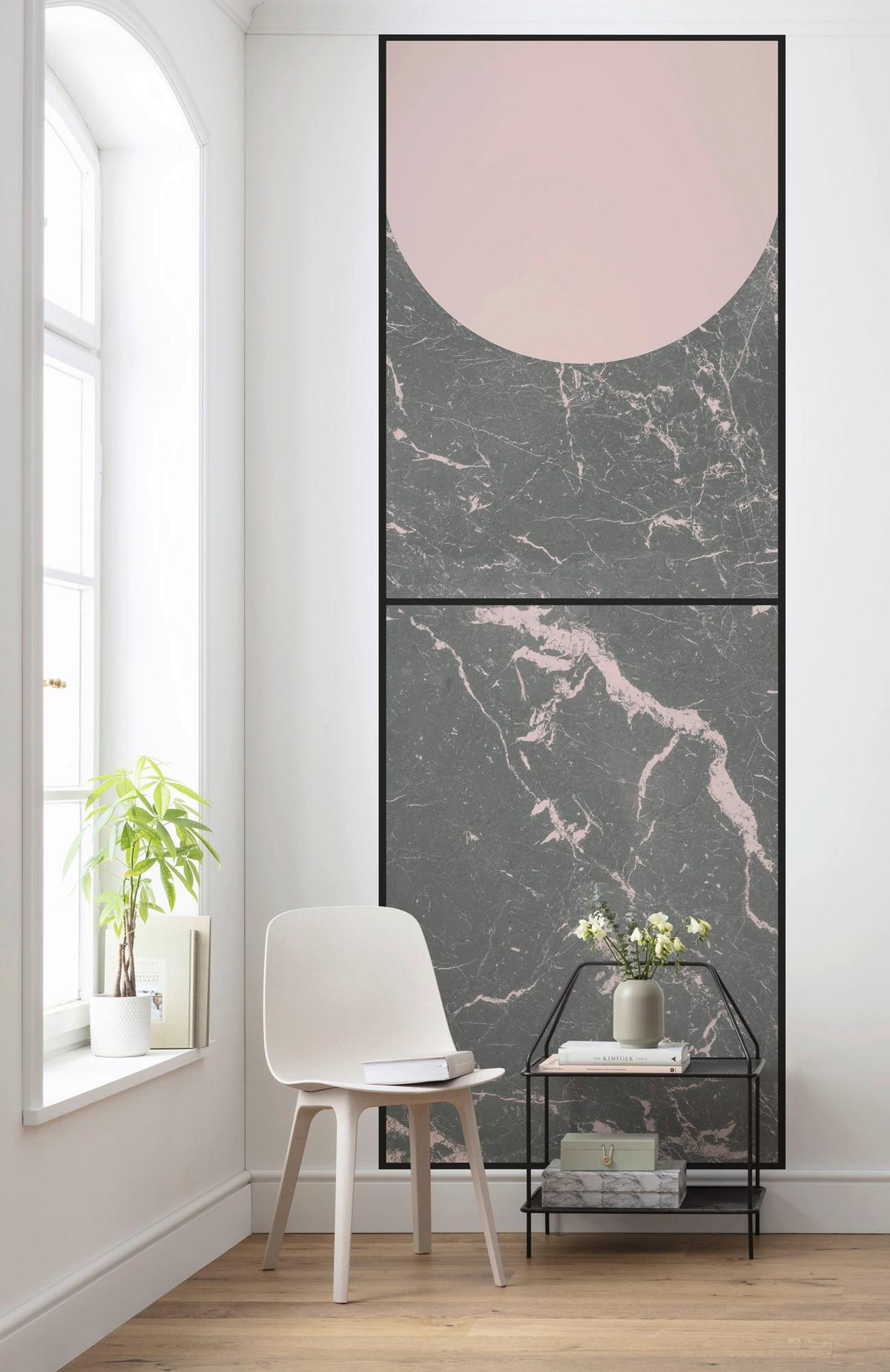 Vliestapete Medium - Rosa/Grau, Basics (100/280cm) - Komar