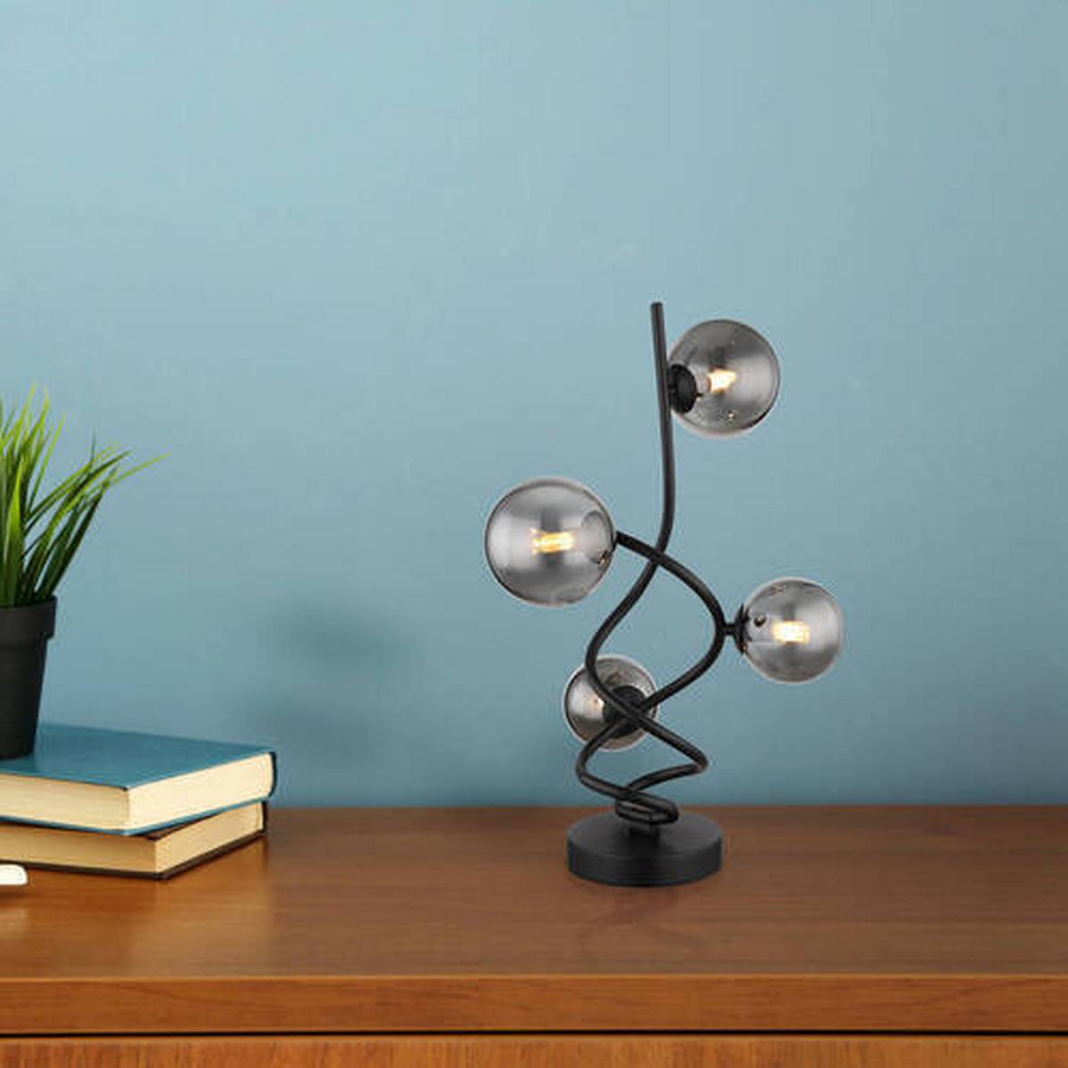 LED-Tischleuchte 56133-4t1 - Schwarz, Design, Glas/Kunststoff (15/52cm) - Globo