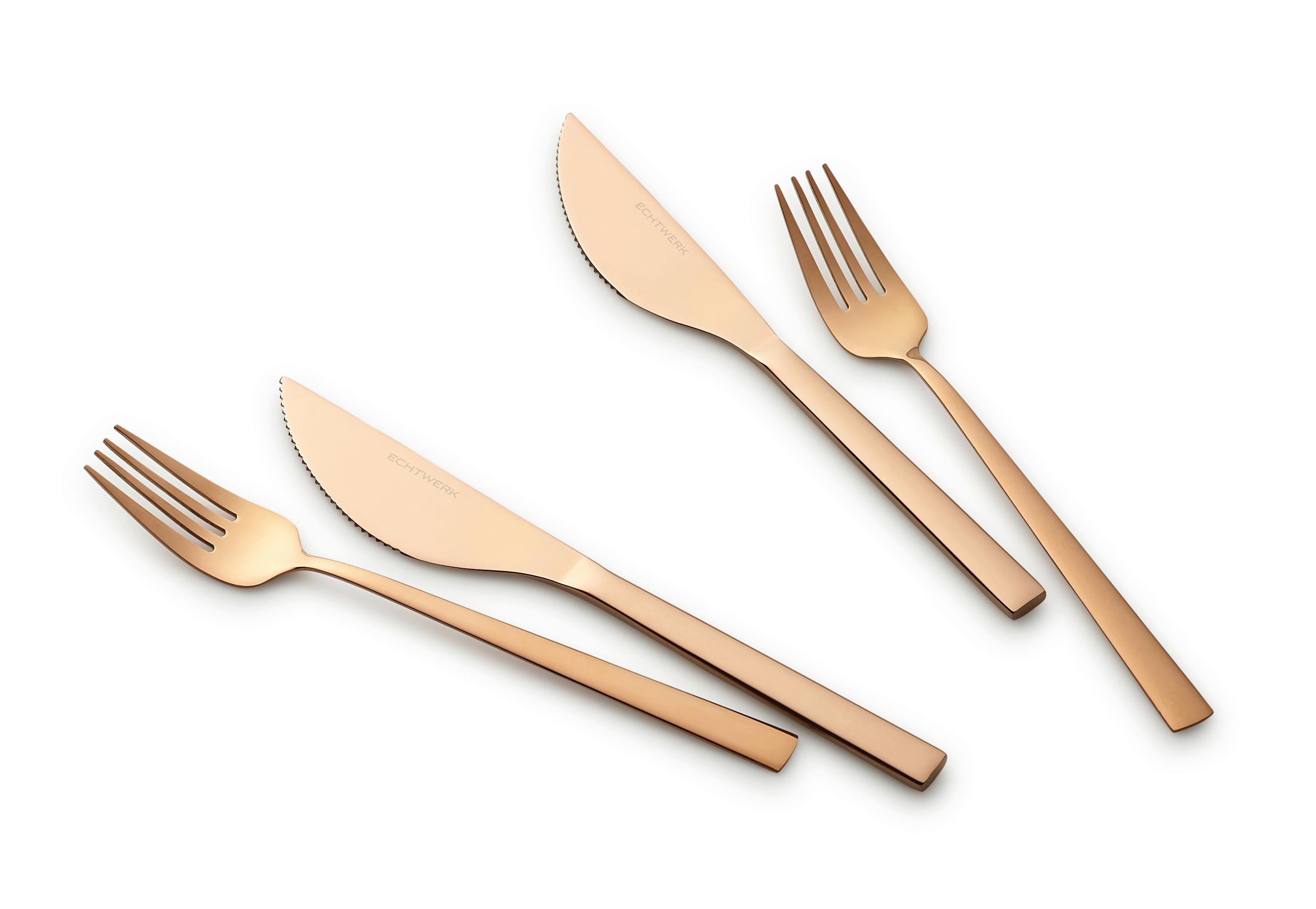 Pizzabesteck 4-teilig für 2 Personen - Kupferfarben, Basics, Metall - Echtwerk