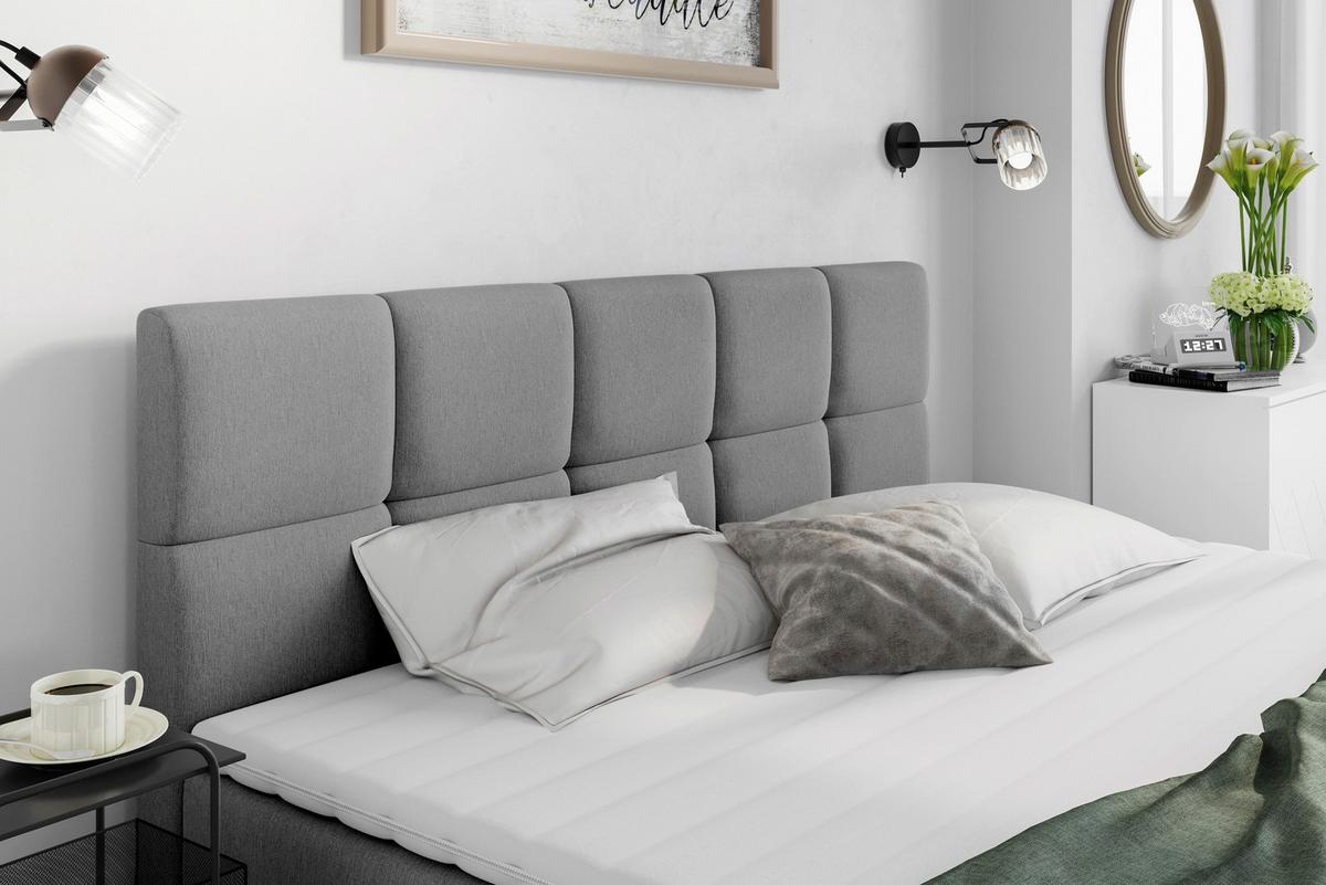 Boxspringbett mit Topper Mit Bettkasten 160x200cm Lorie - Dunkelgrau/Grau, LIFESTYLE, Holz/Holzwerkstoff (160/200cm) - Livetastic