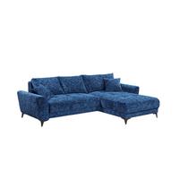 Ecksofa Mit Schlaffunktion + Bettkasten 281x189 Cm - Blau/Schwarz, MODERN, Holzwerkstoff/Textil (281/189cm)