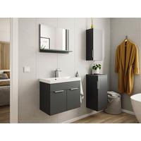 Waschtischkombi Slimline Graphitfarben B: 59,5cm - Graphitfarben/Weiß, Basics, Holzwerkstoff/Stein (59,5cm) - MID.YOU