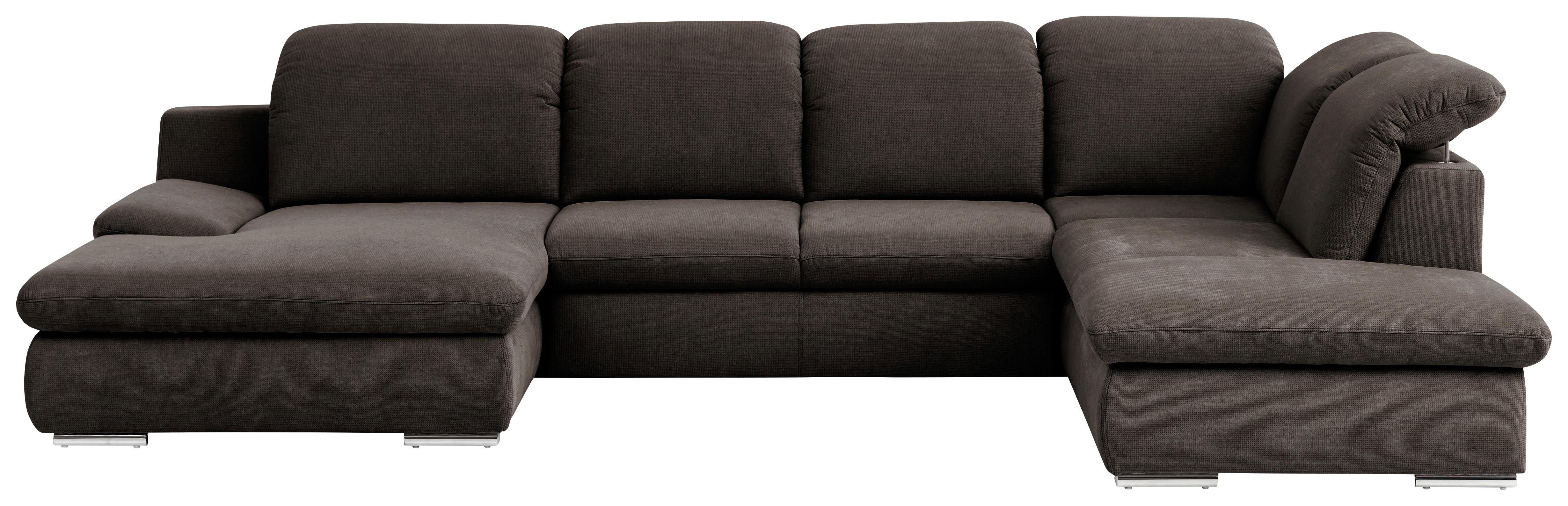 Wohnlandschaft Isona Braun Chenille - Chromfarben/Braun, Design, Textil (165/353/212cm) - Livetastic