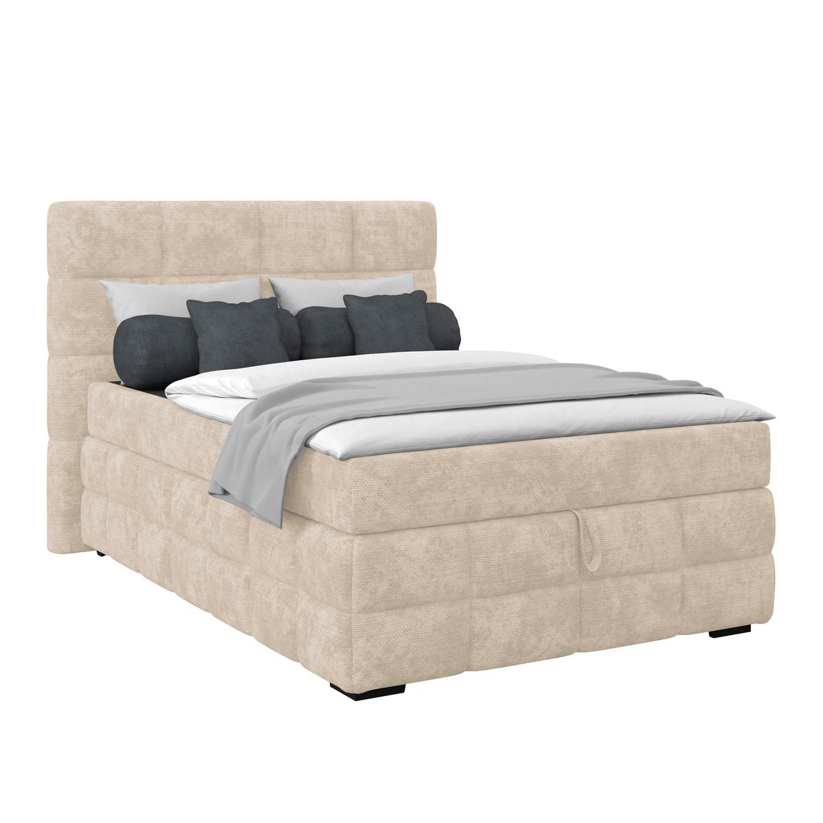 Čalouněná postel VEGA 140x200 cm, bílá - bílá/černá, Trend, dřevo/textil (140/200cm)