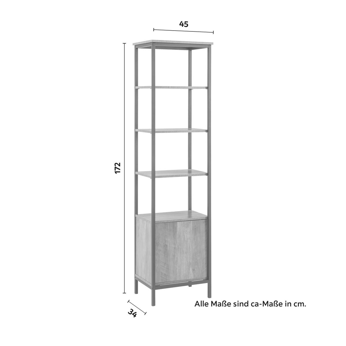 Vysoká skříň DELL - černá/přírodní barvy, Moderní, kov/kompozitní dřevo (45/172/34cm) - Bessagi Home
