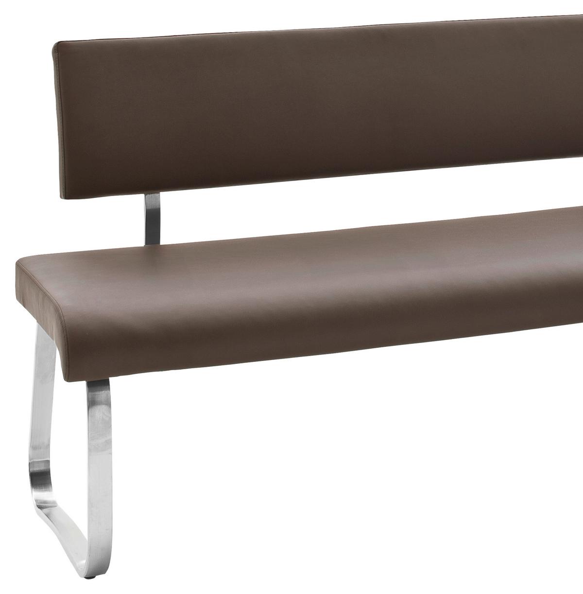 Eckbank Braun Lederlook Arco 200x150 cm - Edelstahlfarben/Braun, Design, Textil/Metall (200/150cm) - Livetastic