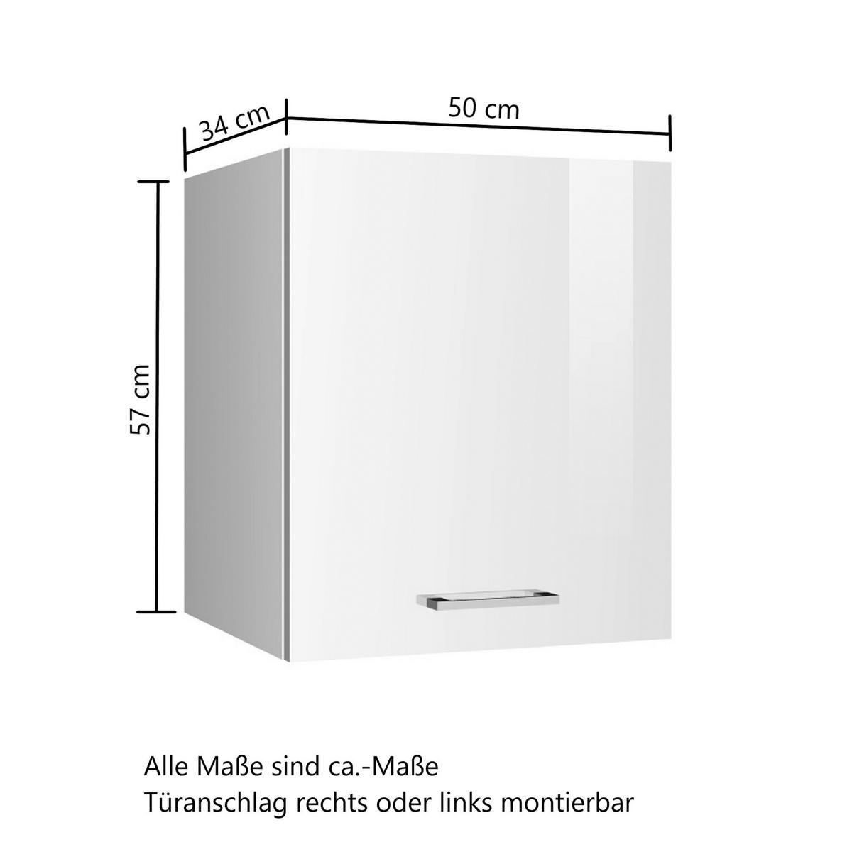 Küchenoberschrank Mailand Weiß B: 50 cm - Weiß Hochglanz/Weiß, MODERN, Holzwerkstoff (50/57/34cm) - Held