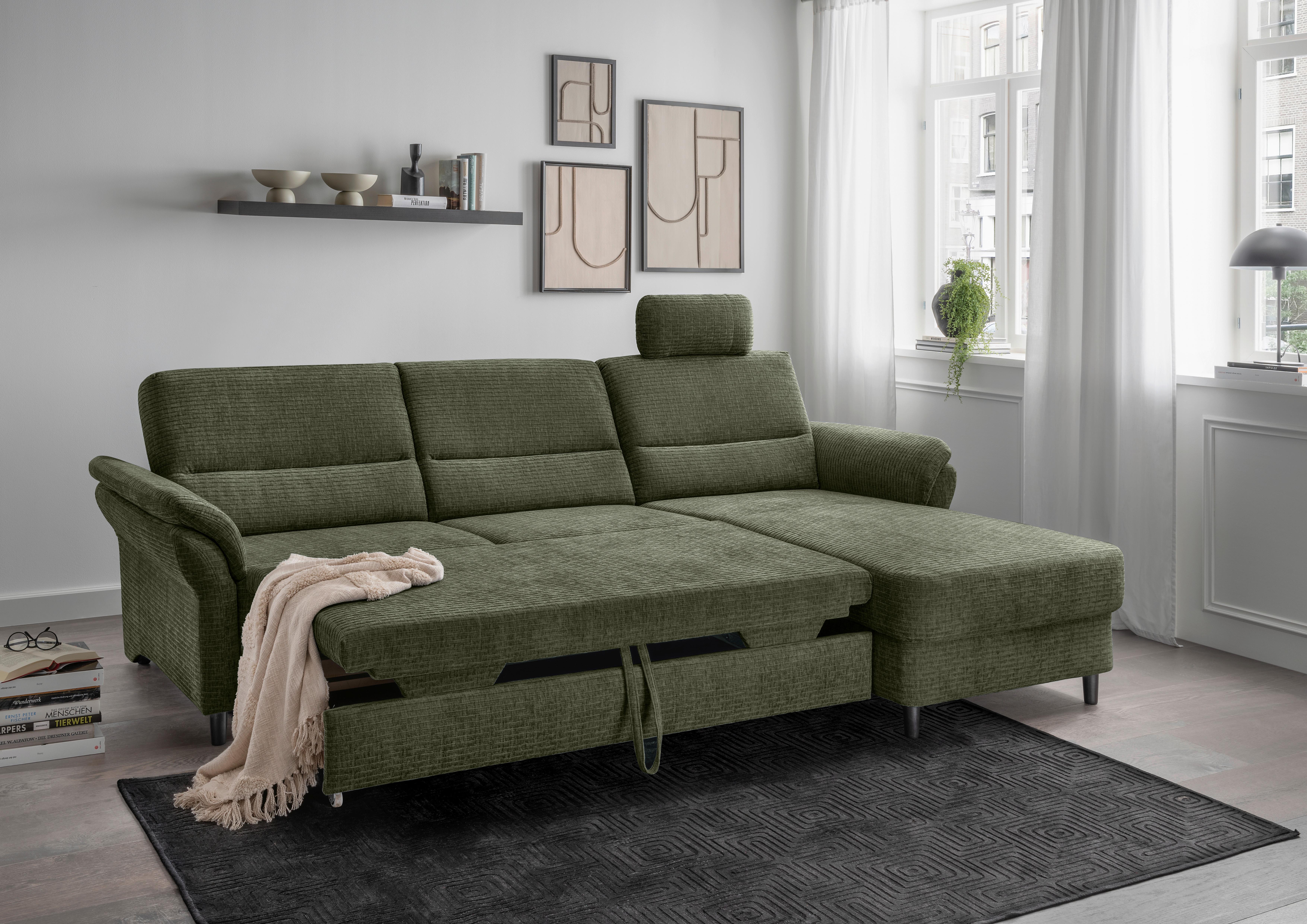Ecksofa Cavoli, Olivgrün S: 279x176 cm - Schwarz/Olivgrün, MODERN, Textil (279/176cm) - Livetastic
