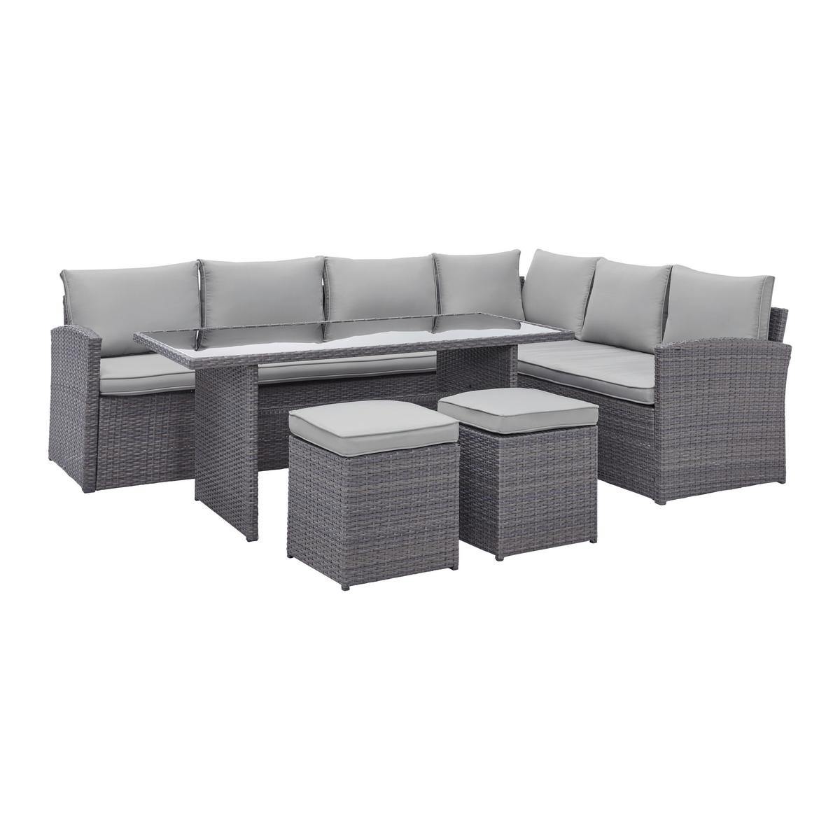 TERASOVÁ SEDACÍ SOUPRAVA Marrakesch 2, 240/181cm - šedá/černá, Moderní, kov/textil (240/70/181cm) - Modern Living