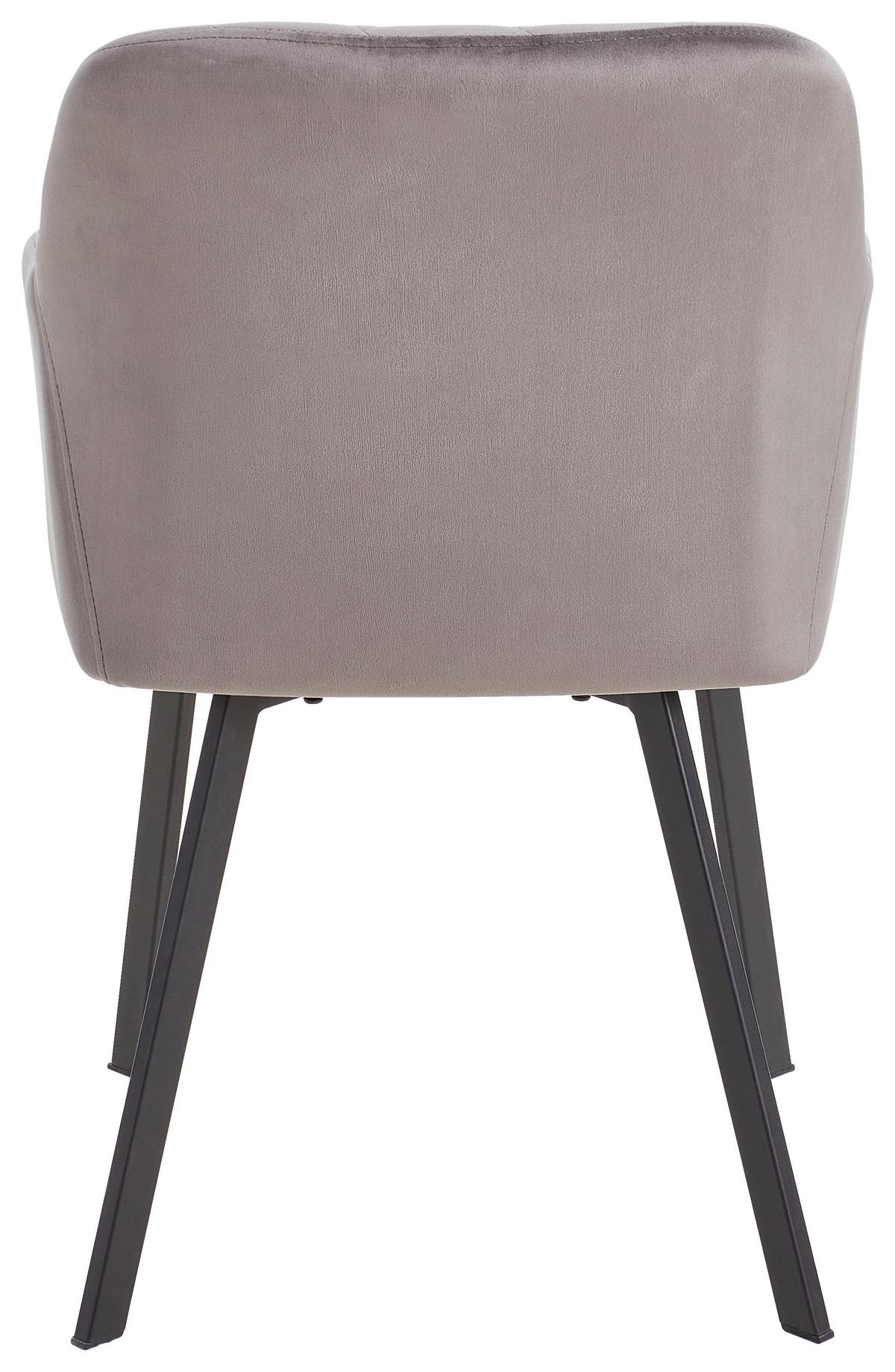 Armlehnstuhl Lucy Grau Mit Samtbezug - Schwarz/Grau, MODERN, Holz/Textil (54/87/64cm) - Livetastic
