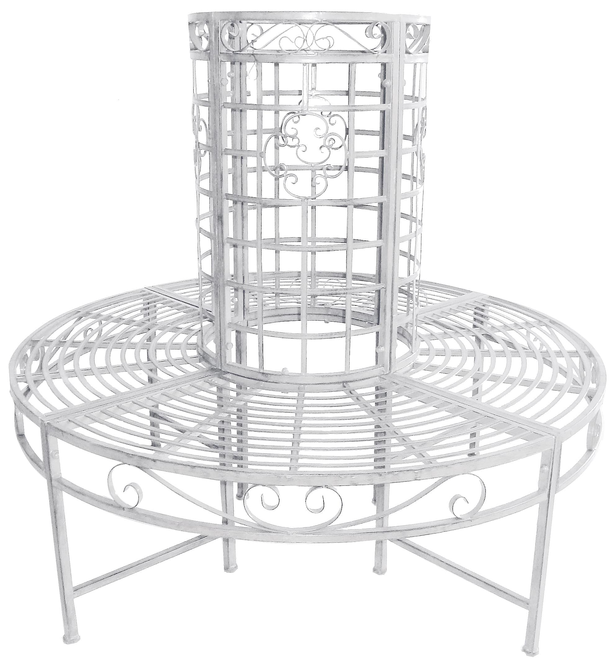 Baumbank Metall 8-Sitzer Larissa Rund - Weiß, Basics, Metall (148/96/55cm)