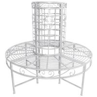 Baumbank Metall 8-Sitzer Larissa Rund - Weiß, Basics, Metall (148/96/55cm)