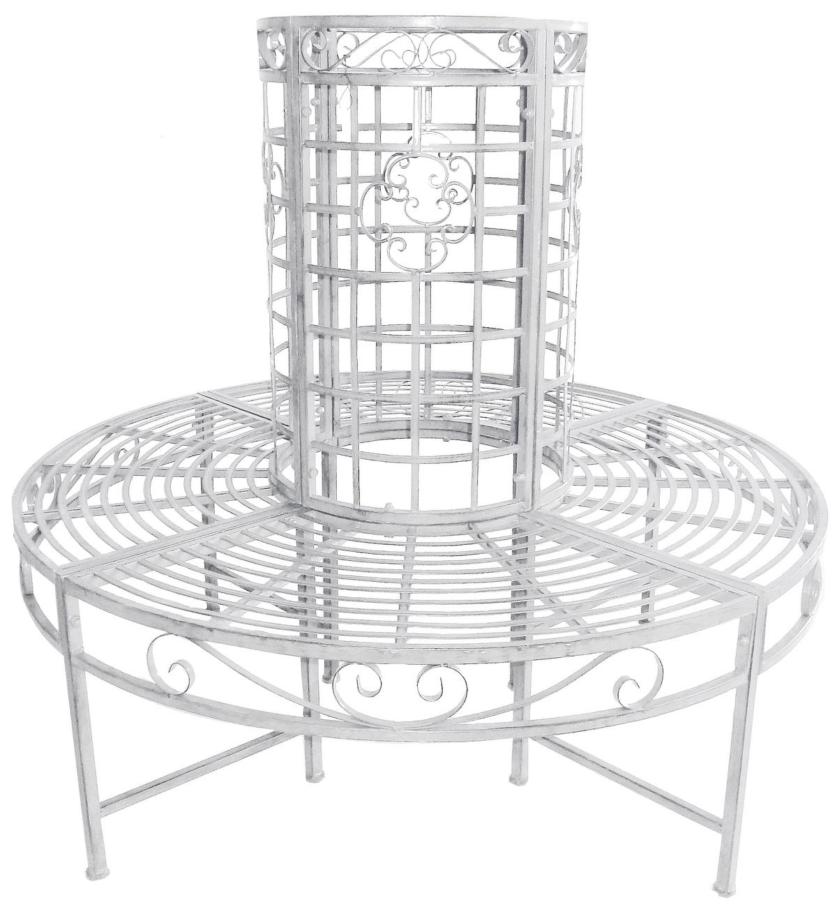 Baumbank Metall 8-Sitzer Larissa Rund - Weiß, Basics, Metall (148/96/55cm)