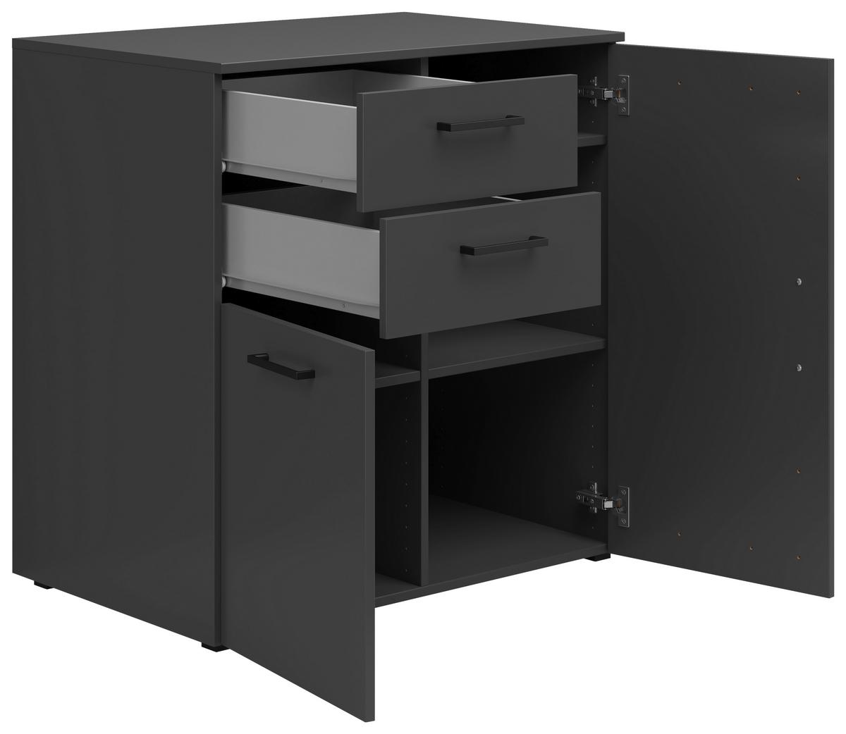 Komoda MULTISTAURAUM š: 80 cm - černá/barvy grafitu, Moderní, kompozitní dřevo/plast (80/83/52cm)