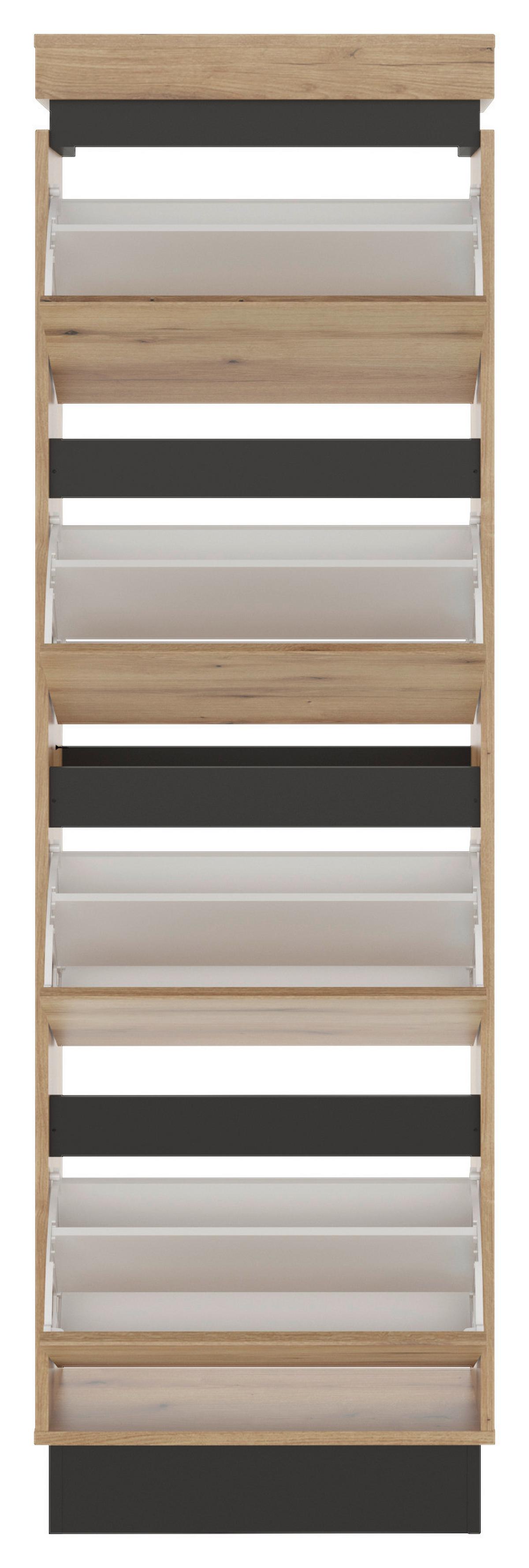 Schuhschrank Corte Grau/eiche Dekor B: 53,8 Cm - Trend, Holzwerkstoff (53,8/175,8/28,5cm)