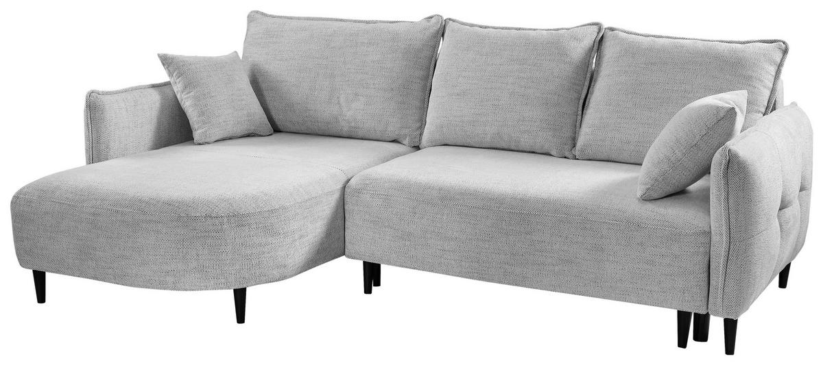 Ecksofa Sycylia Hellgrau/Schwarz, 165 cm - Hellgrau/Schwarz, Design, Textil (165/244cm) - MID.YOU