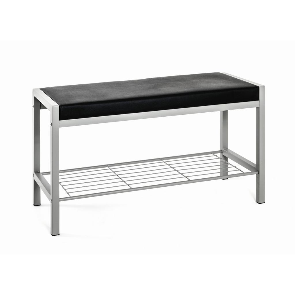 Garderobenbank Bench B: 80 Cm Gepolstert + Ablage Schwarz