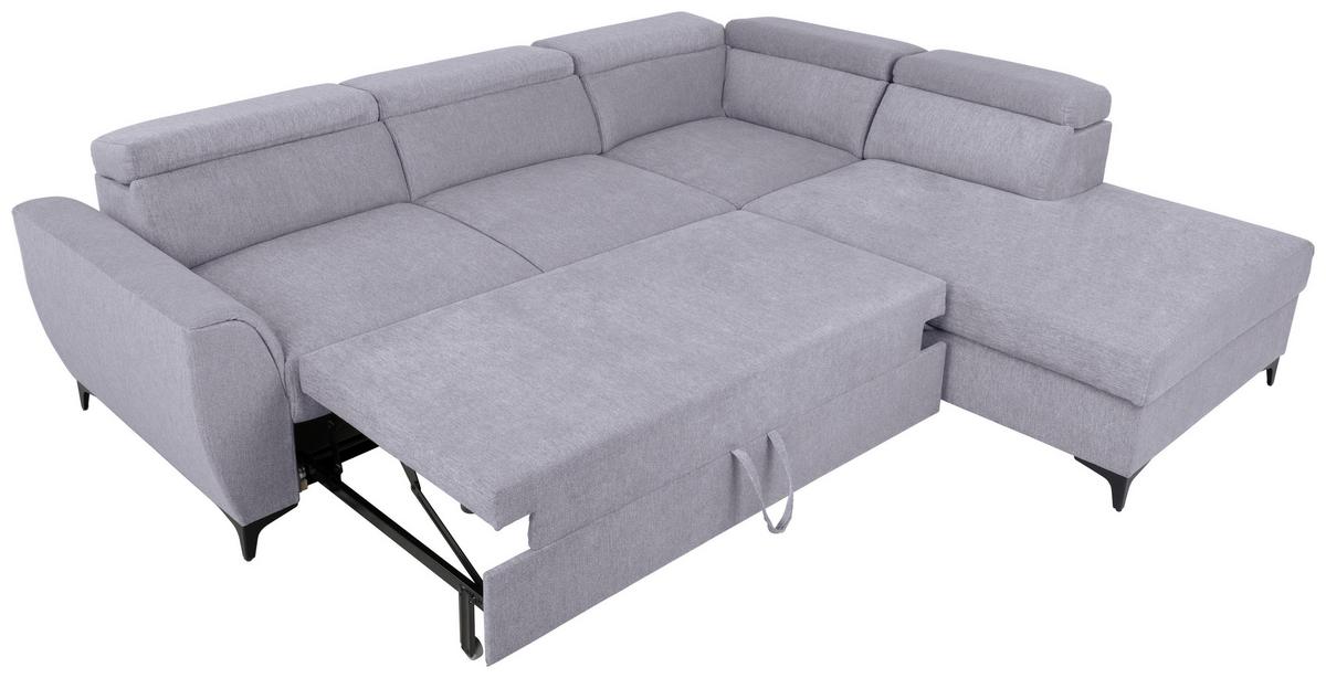 Ecksofa Lapis Grau S: 255/217 cm - Schwarz/Grau, KONVENTIONELL, Textil (255/217cm) - MID.YOU