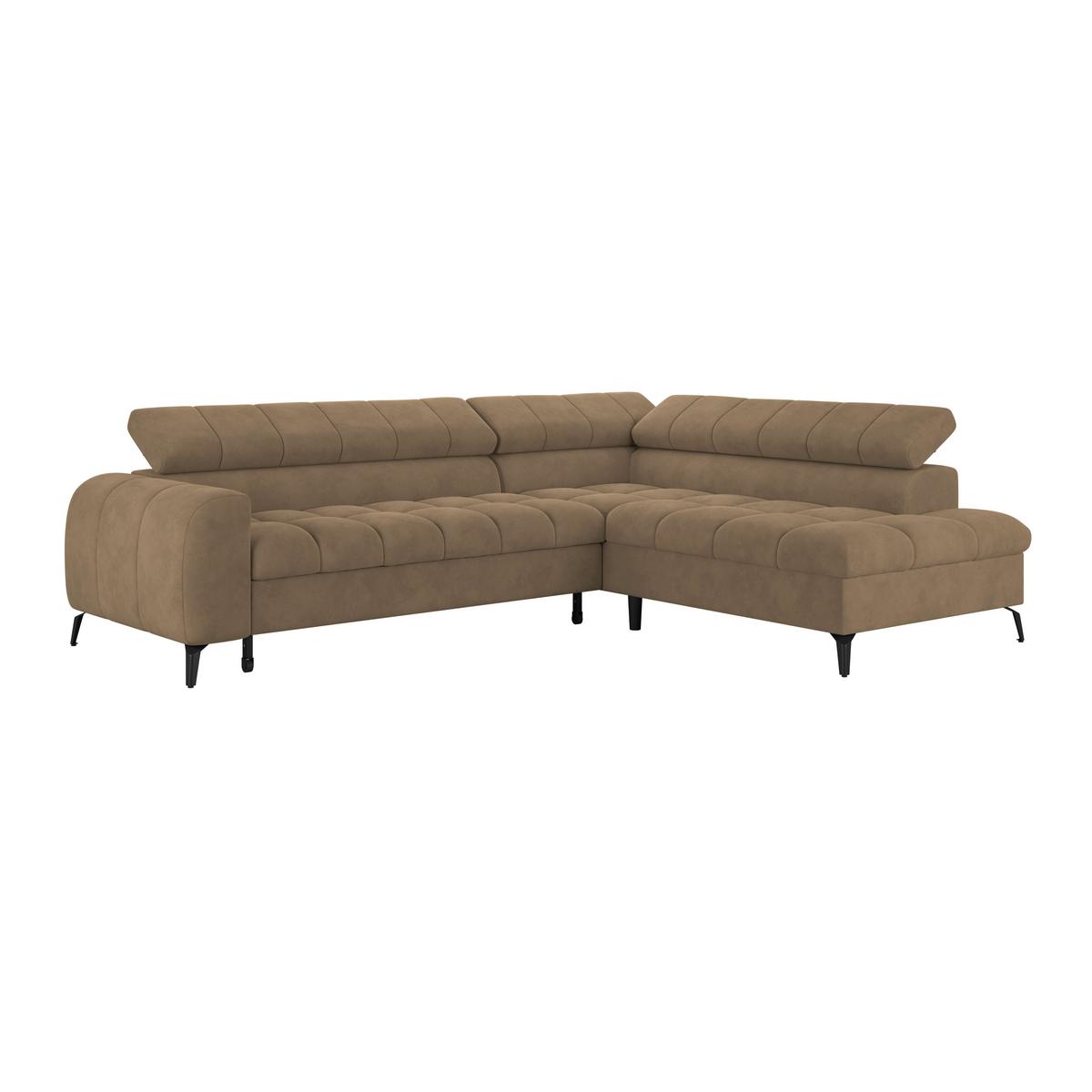 Ecksofa Volf Rechts New Braun, S: 261x203 cm - Schwarz/Braun, Trend, Kunststoff/Textil (261/203cm)