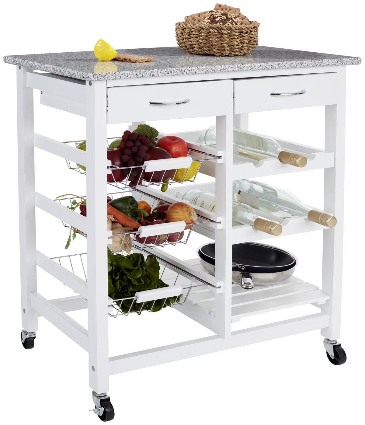 SERVÍROVACÍ VOZÍK JEAMS 2 - bílá/šedá, Moderní, kov/dřevo (76/81/41cm)