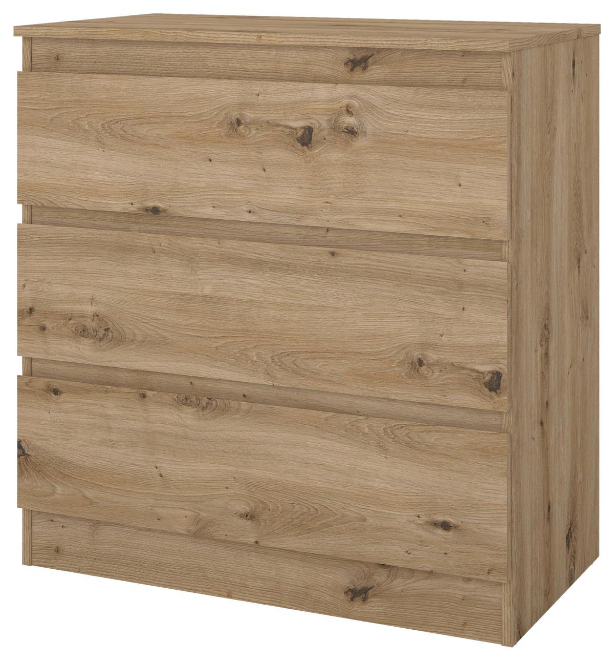 Kommode Mara 2 Artisan B: 77 cm - Weiß/Eiche Artisan, Trend, Holz (77/80,4/42cm)