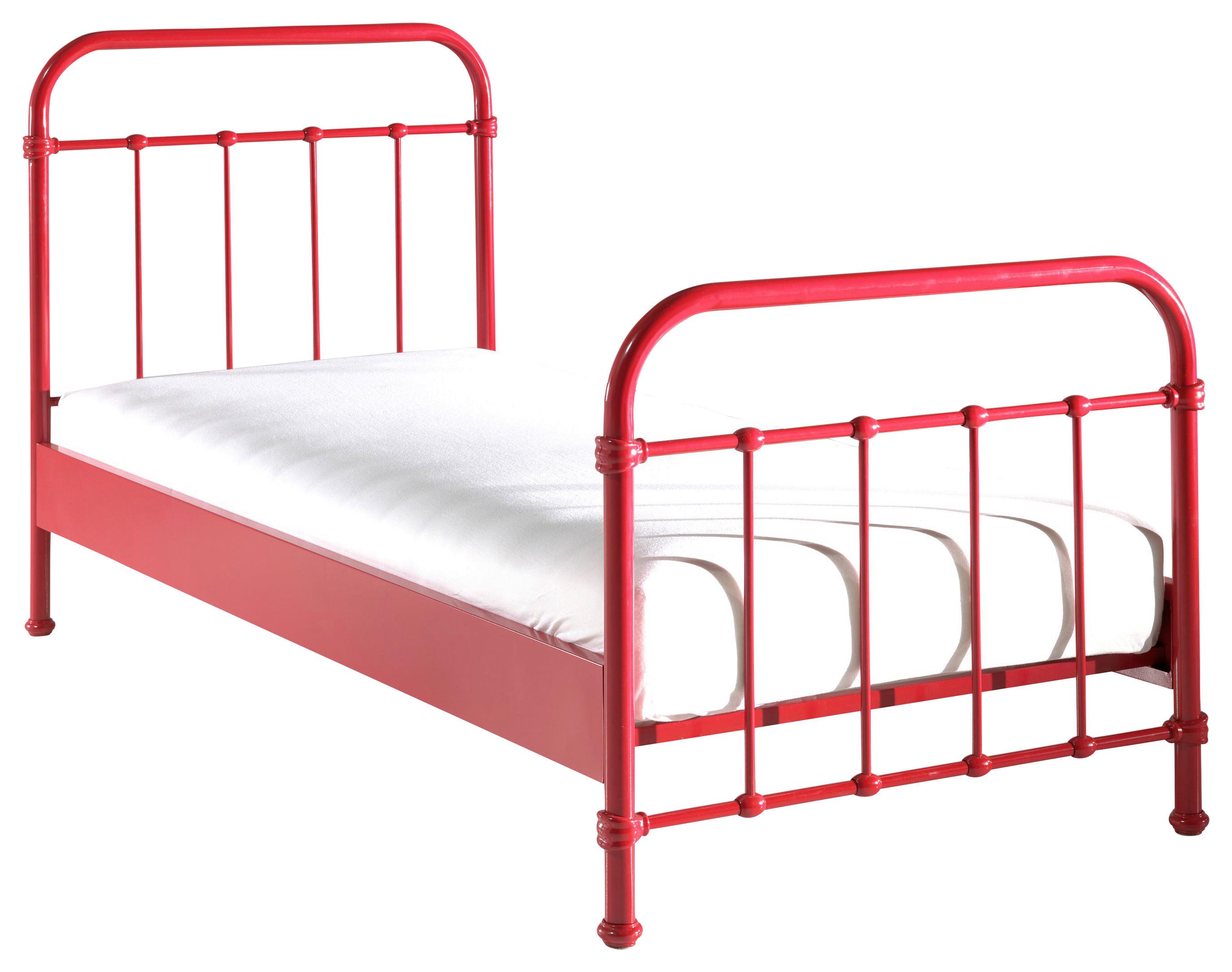 Kinder-/Juniorbett New York 90x200 cm Rot - Rot, ROMANTIK / LANDHAUS, Metall (90/200cm) - MID.YOU