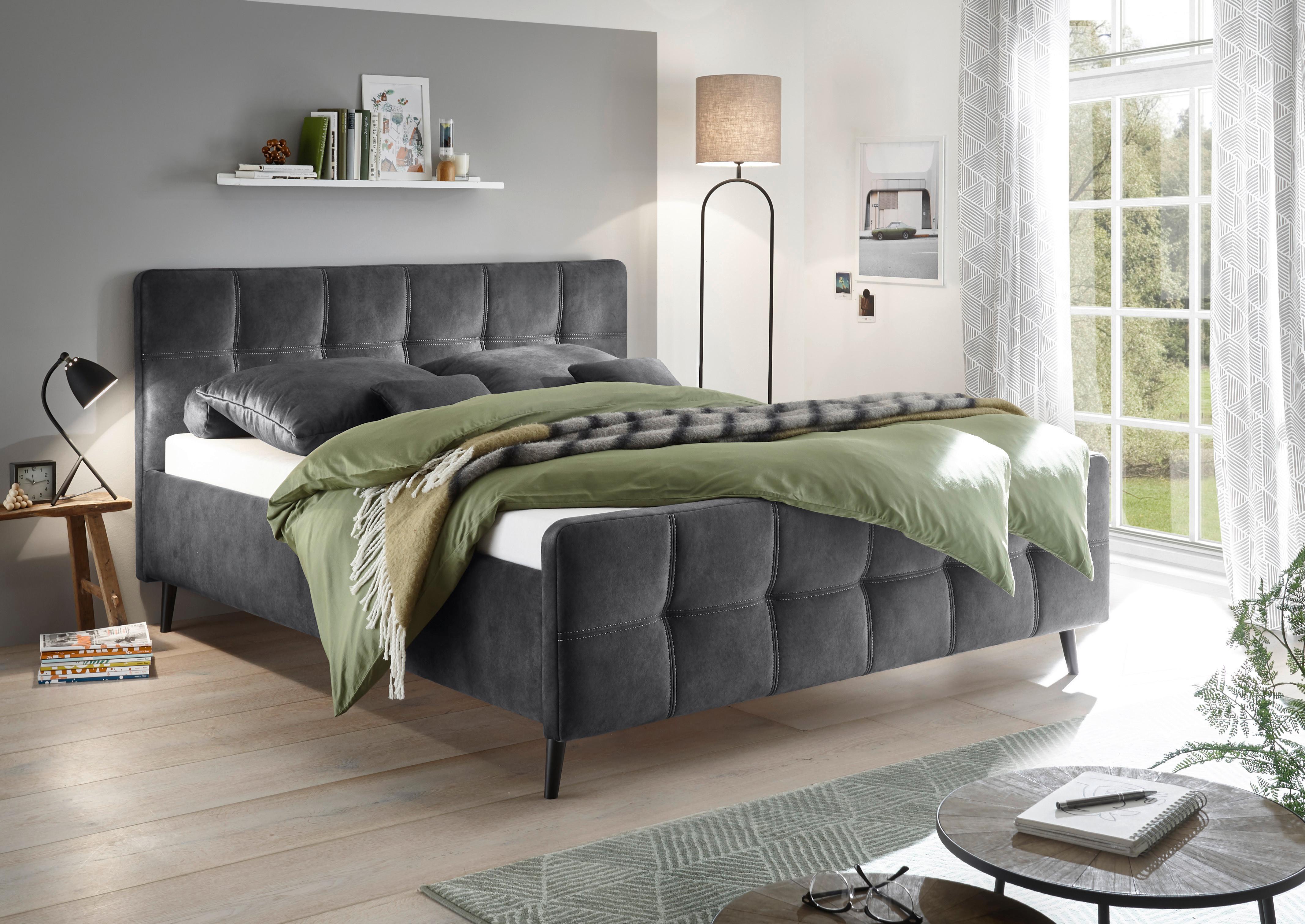 Polsterbett Mario C 180x200 Cm Anthrazit - Anthrazit/Schwarz, Basics, Holzwerkstoff/Textil (180/200cm) - MID.YOU