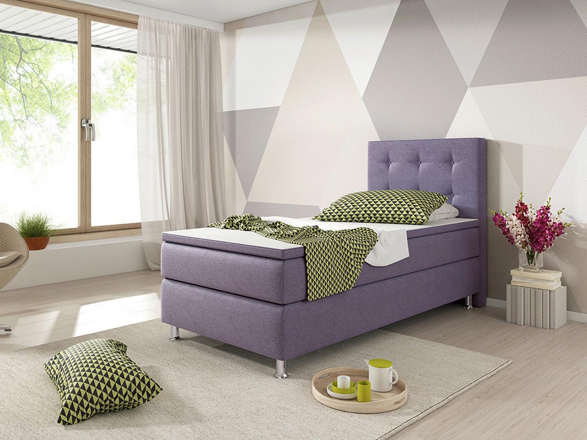 Boxspringbett Mit Topper 90x200 Cm Köln-F - Lila/Silberfarben, KONVENTIONELL, Textil (90/115/210cm) - MID.YOU