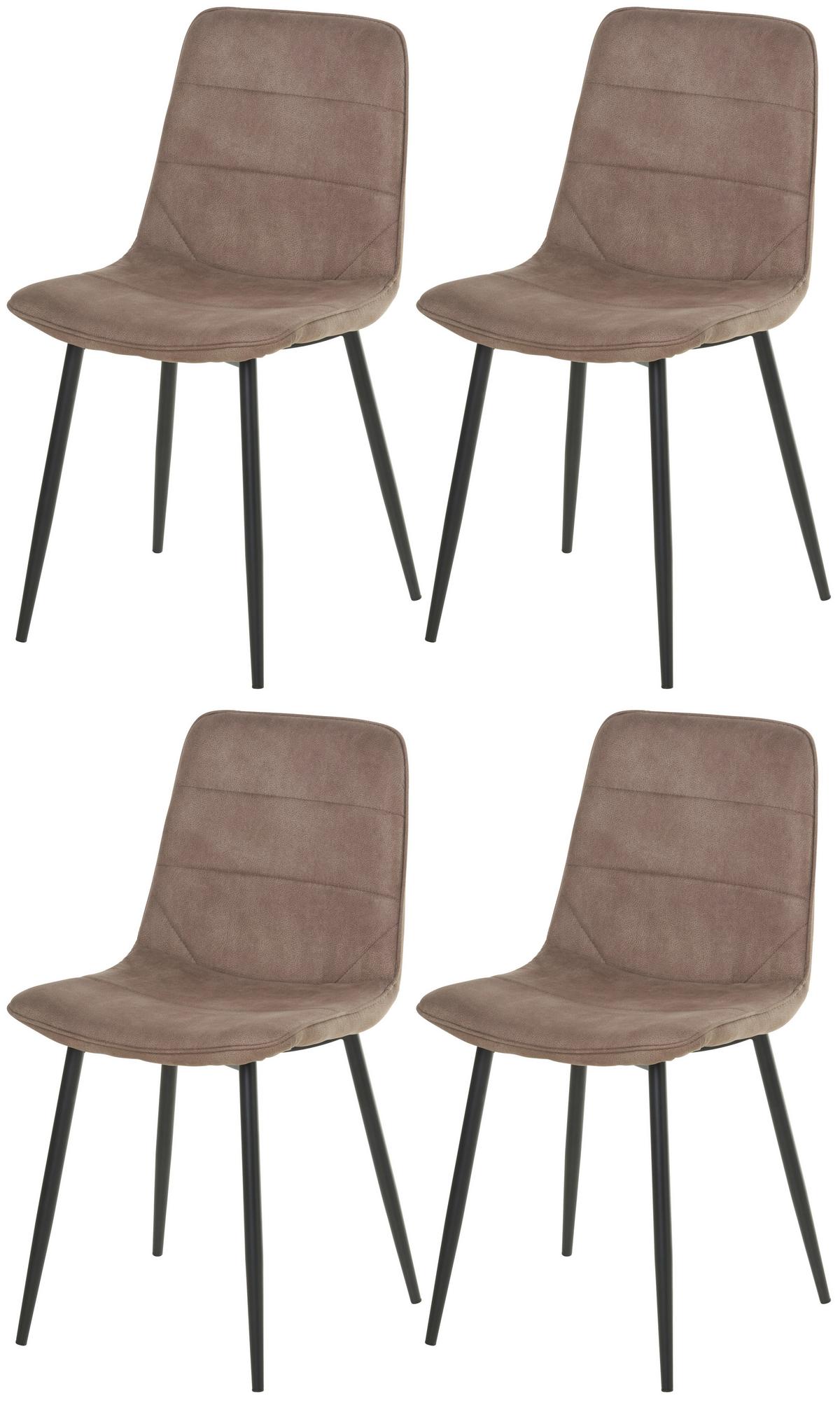 Stuhl-set Losanna - Taupe/Schwarz, MODERN, Textil/Metall (47/84/52cm) - Livetastic