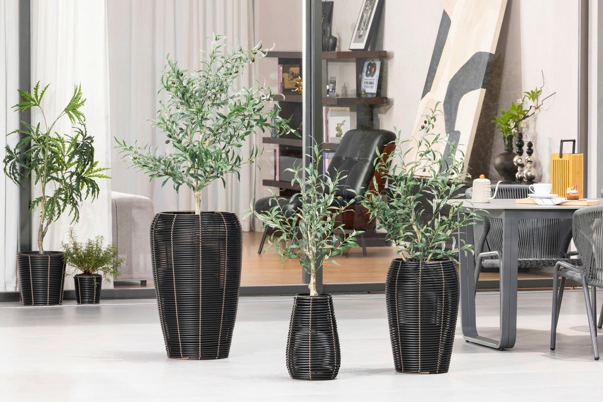 Pflanzentopf Mausa - Schwarz, KONVENTIONELL, Kunststoff/Metall (25/38cm) - Luca Bessoni