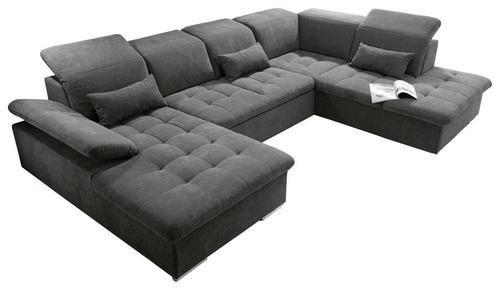Sedacia súprava tmavosivá - strieborná/tmavosivá, Konventionell, textil/plast (188/340/240cm) - MID.YOU