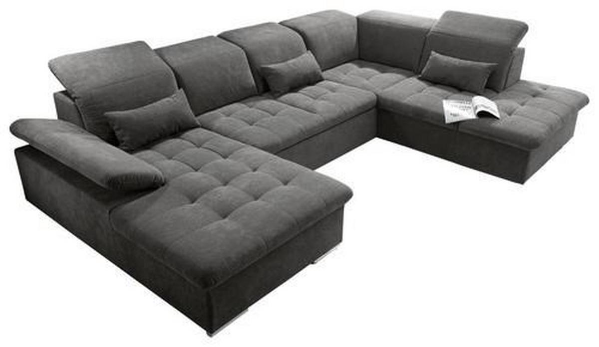 Sedací souprava tmavě šedá - barvy stříbra/tmavě šedá, Konvenční, textil/plast (188/340/240cm) - MID.YOU
