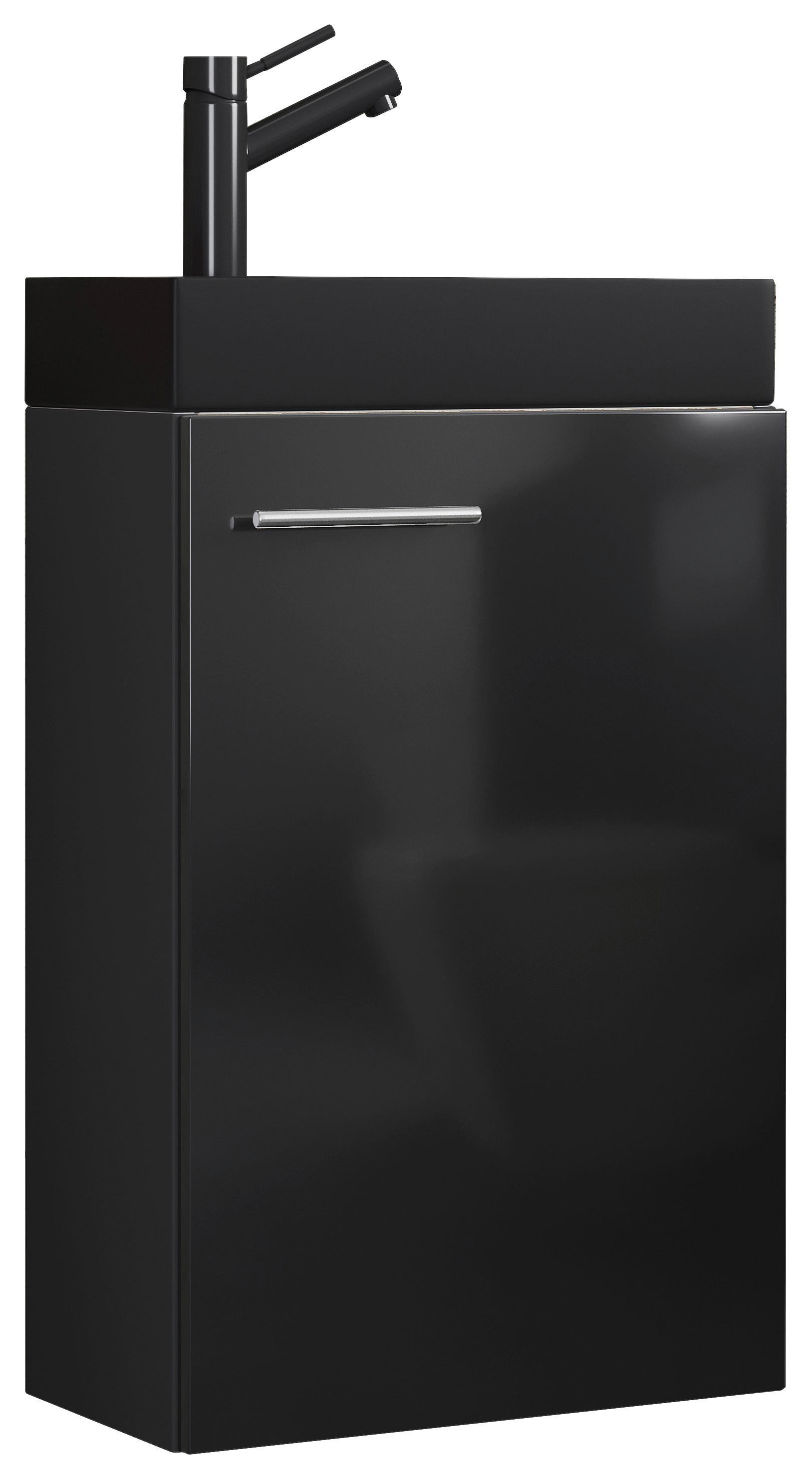 Waschtischkombi Slito Bl - Schwarz, MODERN, Keramik/Holzwerkstoff (40,5cm) - MID.YOU