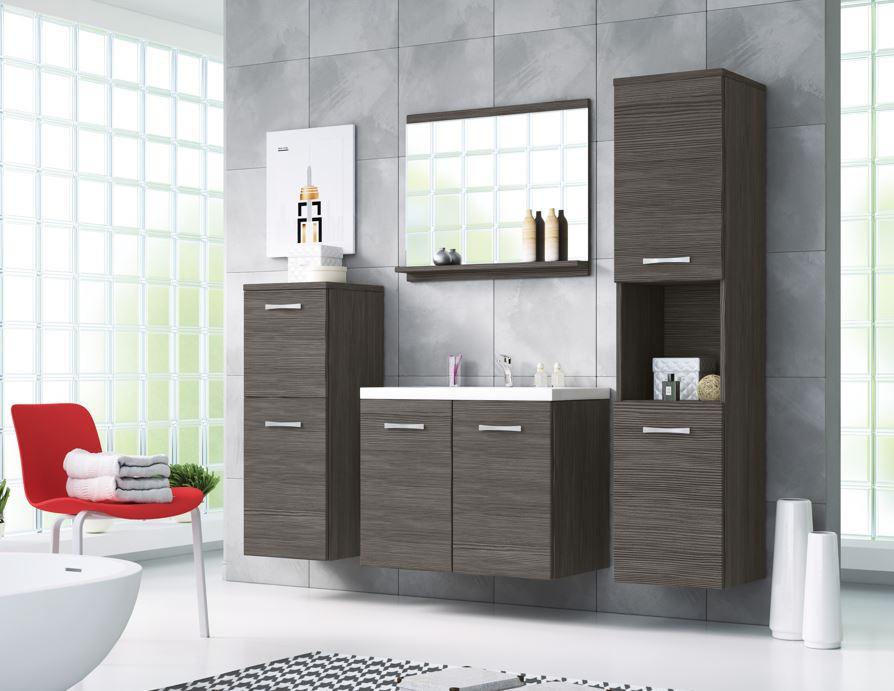 Badmöbel-Set 5-Tlg. Malo B: 140 cm Eichefarben - Eiche dunkel/Weiß Hochglanz, LIFESTYLE, Keramik/Holzwerkstoff (120cm) - P & B