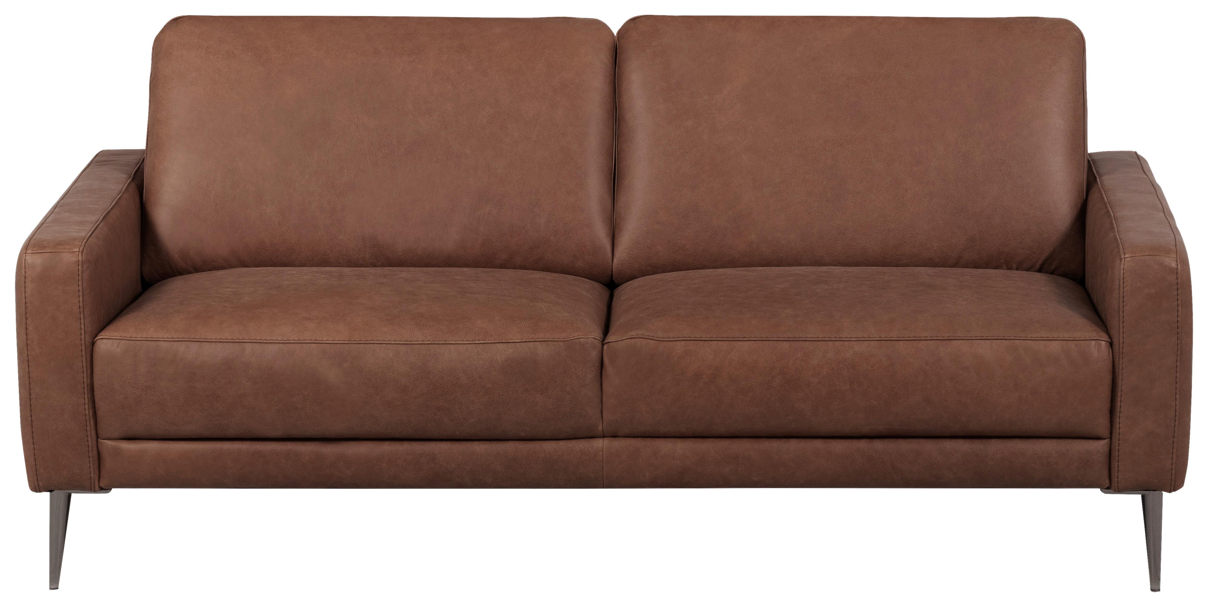2-SITZER-SOFA Spring, Dunkelbraun B: 157 cm - Dunkelbraun/Schwarzchrom, Design, Leder (157/85/92cm) - P & B