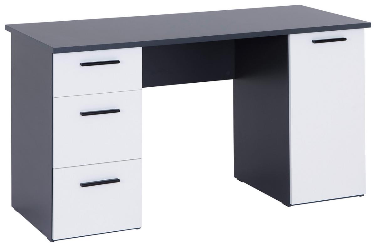 Schreibtisch Mit Stauraum B 138 Cm H 76cm - Anthrazit/Weiß, MODERN, Holzwerkstoff (138/76/60cm)