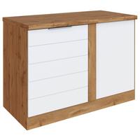 Eckunterschrank Florenz B: 120 cm Weiß/Eiche Dekor 1 Tür - Eiche Wotan/Weiß, Design, Holzwerkstoff (120/86/60cm) - Held