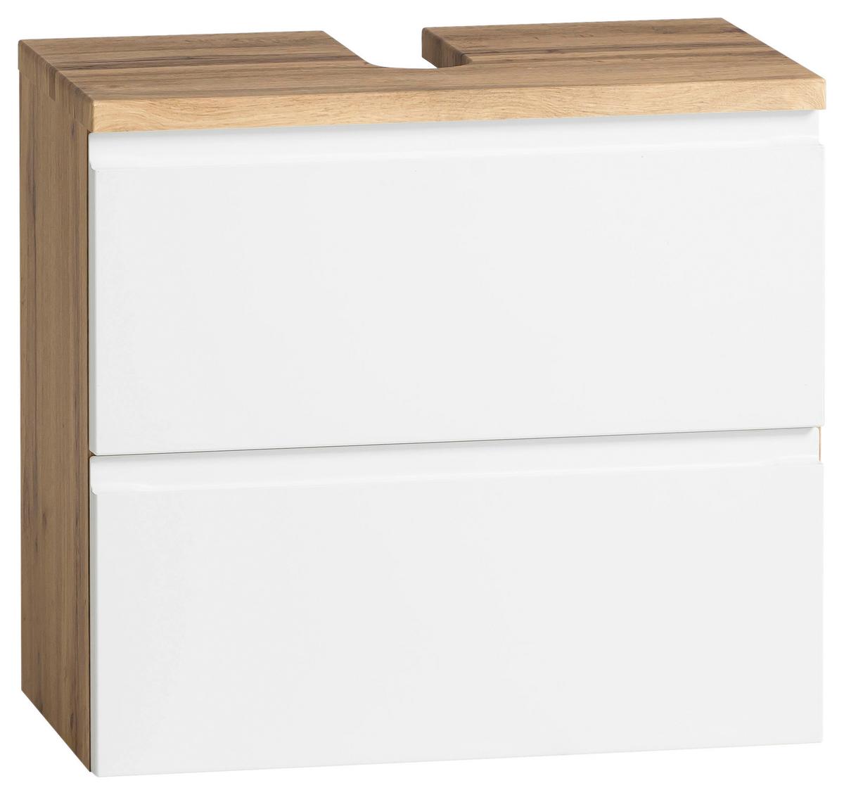 Waschbeckenunterschrank Varese B: 60 cm Wotaneiche Dekor/Weiß - Eiche Wotan/Weiß, MODERN, Holzwerkstoff (60/59/35cm) - Held