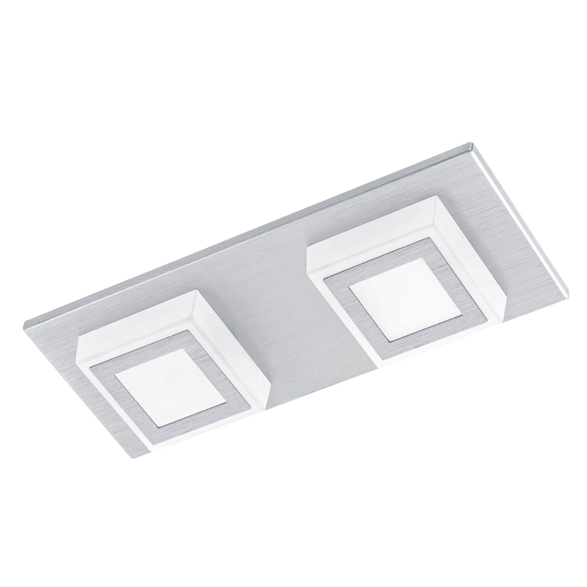 LED-Deckenleuchte Masiano L: 25 cm, 2-Flammig - Alufarben, Basics, Kunststoff/Metall (25/10/5cm)