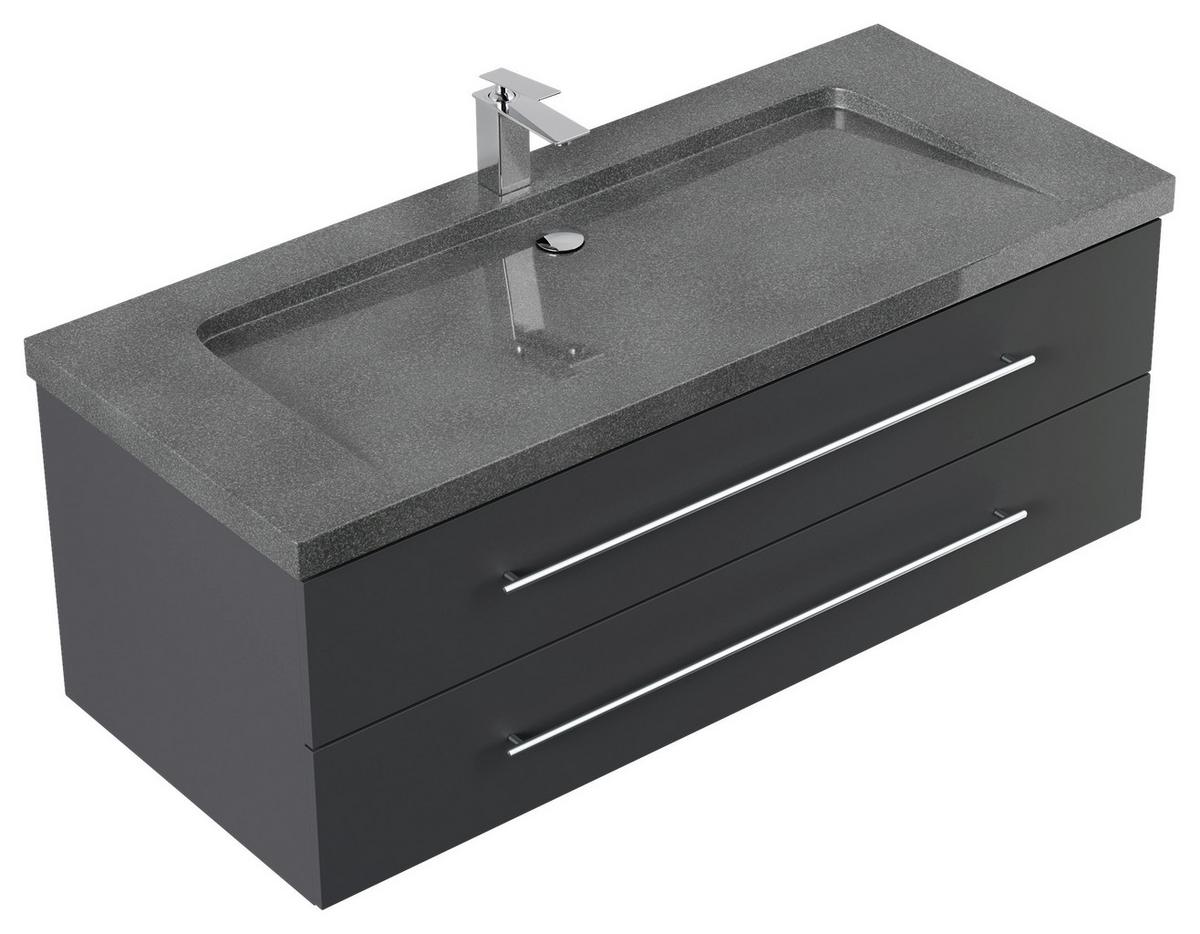 WASCHTISCHKOMBI Yamo, Graphitfarben B: 130cm - Graphitfarben, Basics, Holzwerkstoff/Stein (130cm) - MID.YOU