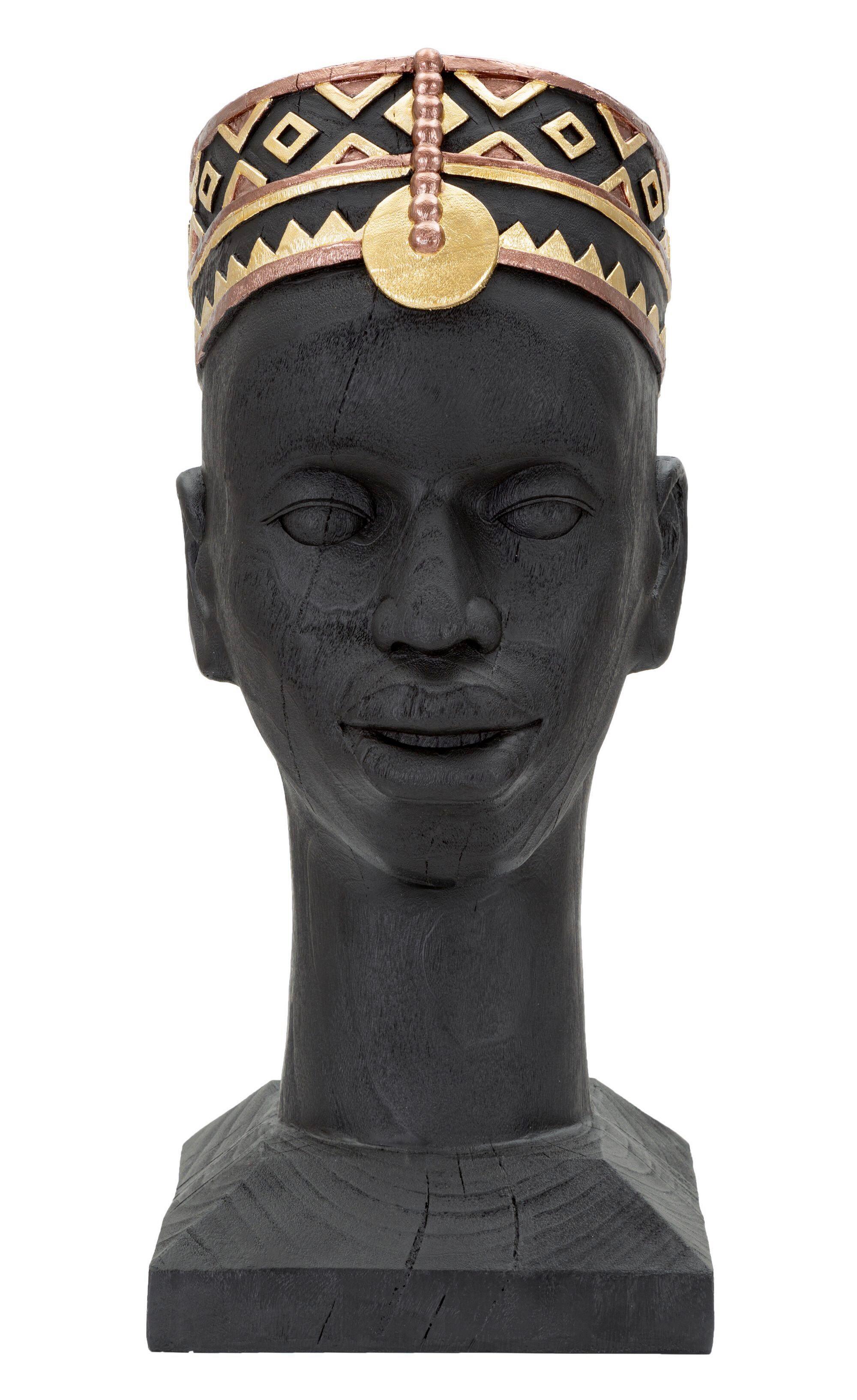 Skultpur Massai Man Goldfarben, B: 25 cm - Goldfarben/Schwarz, Basics, Kunststoff (25/56/25cm)