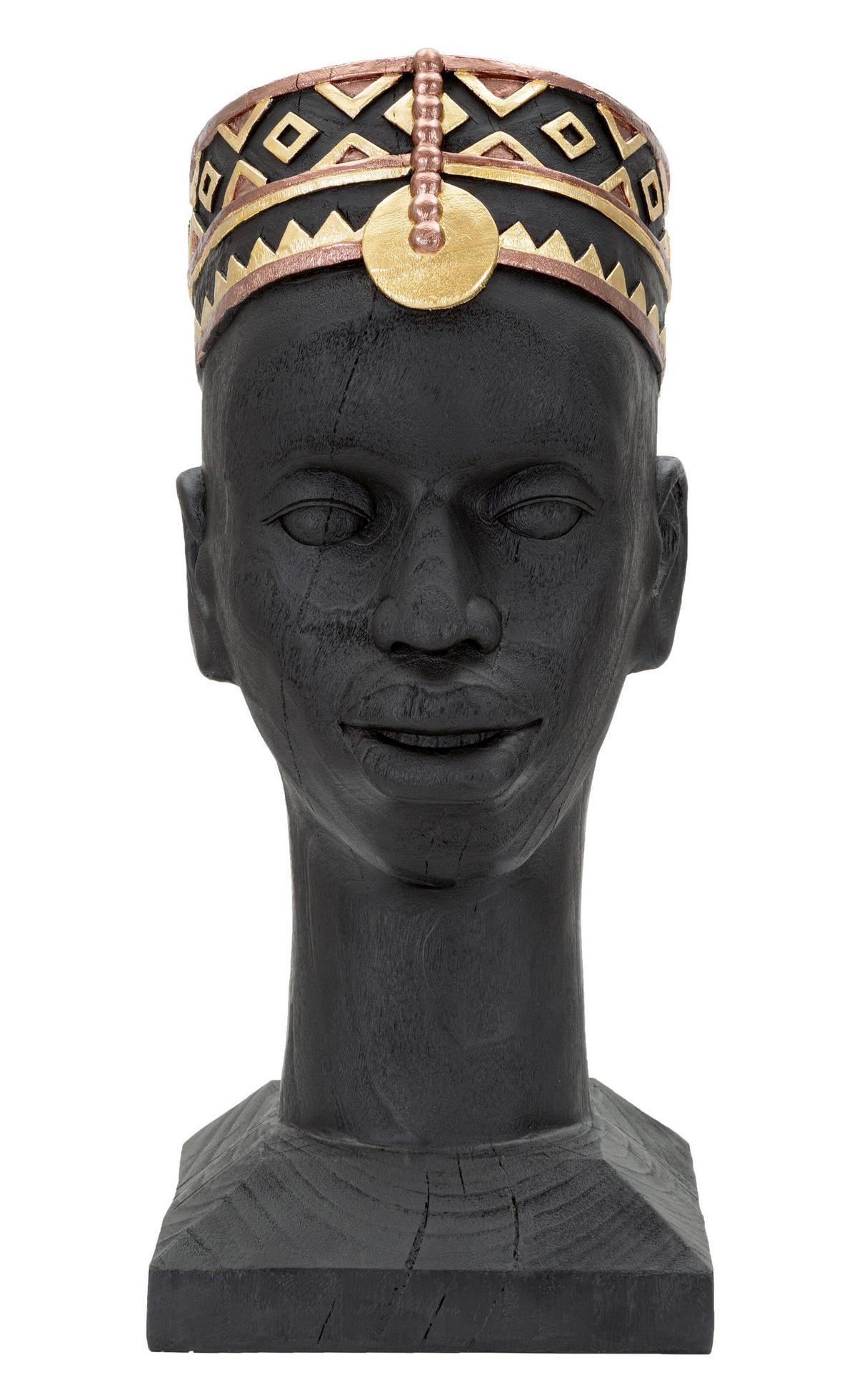 Skultpur Massai Man Goldfarben, B: 25 cm - Goldfarben/Schwarz, Basics, Kunststoff (25/56/25cm)