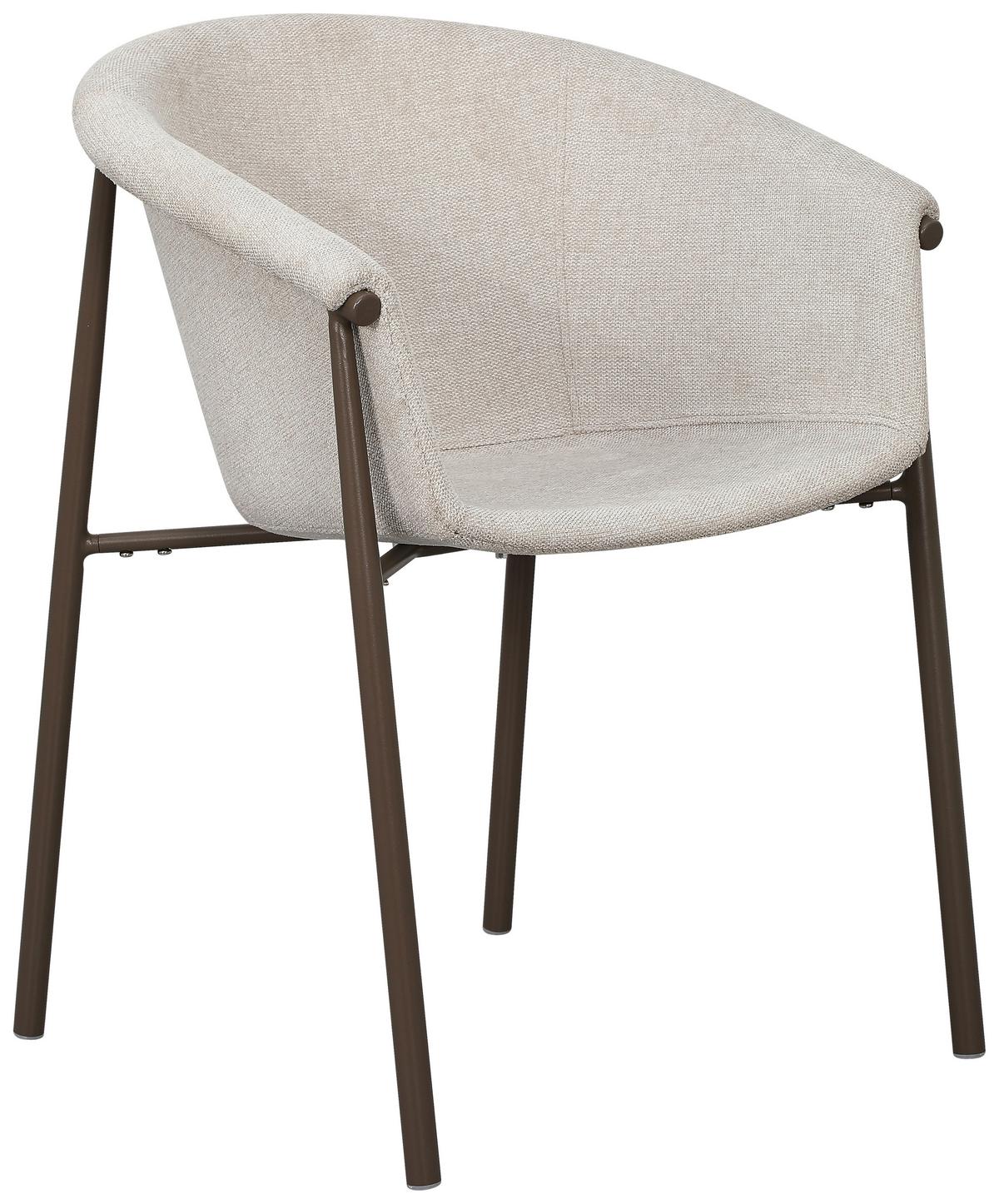 Armstuhl Erna Beige Leinenoptik - Beige/Braun, MODERN, Textil/Metall (59/80/57cm) - MID.YOU