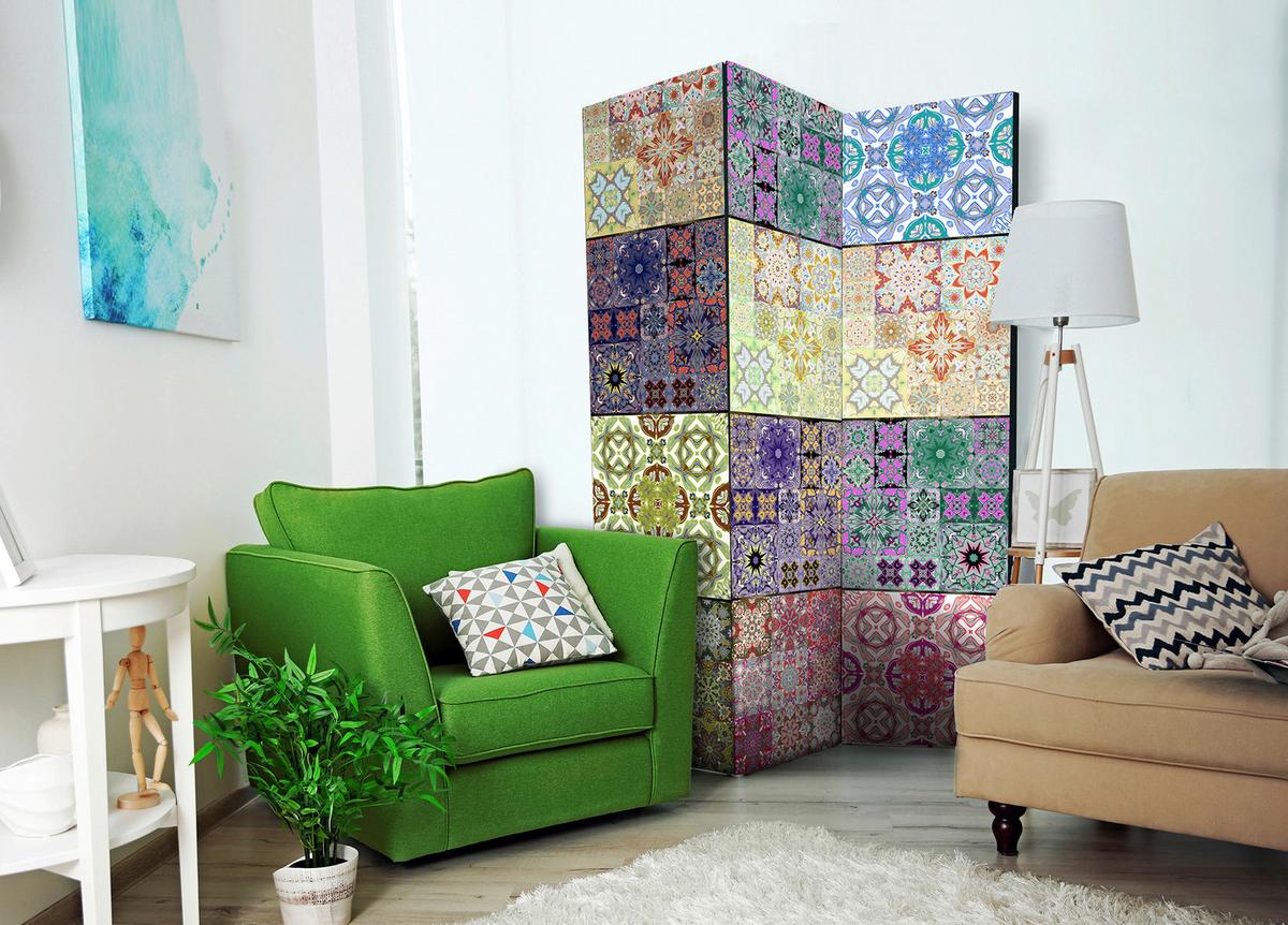 Paravent Multicolor B: 135 cm - Multicolor, Basics, Holz/Textil (135/172/3cm) - artgeist