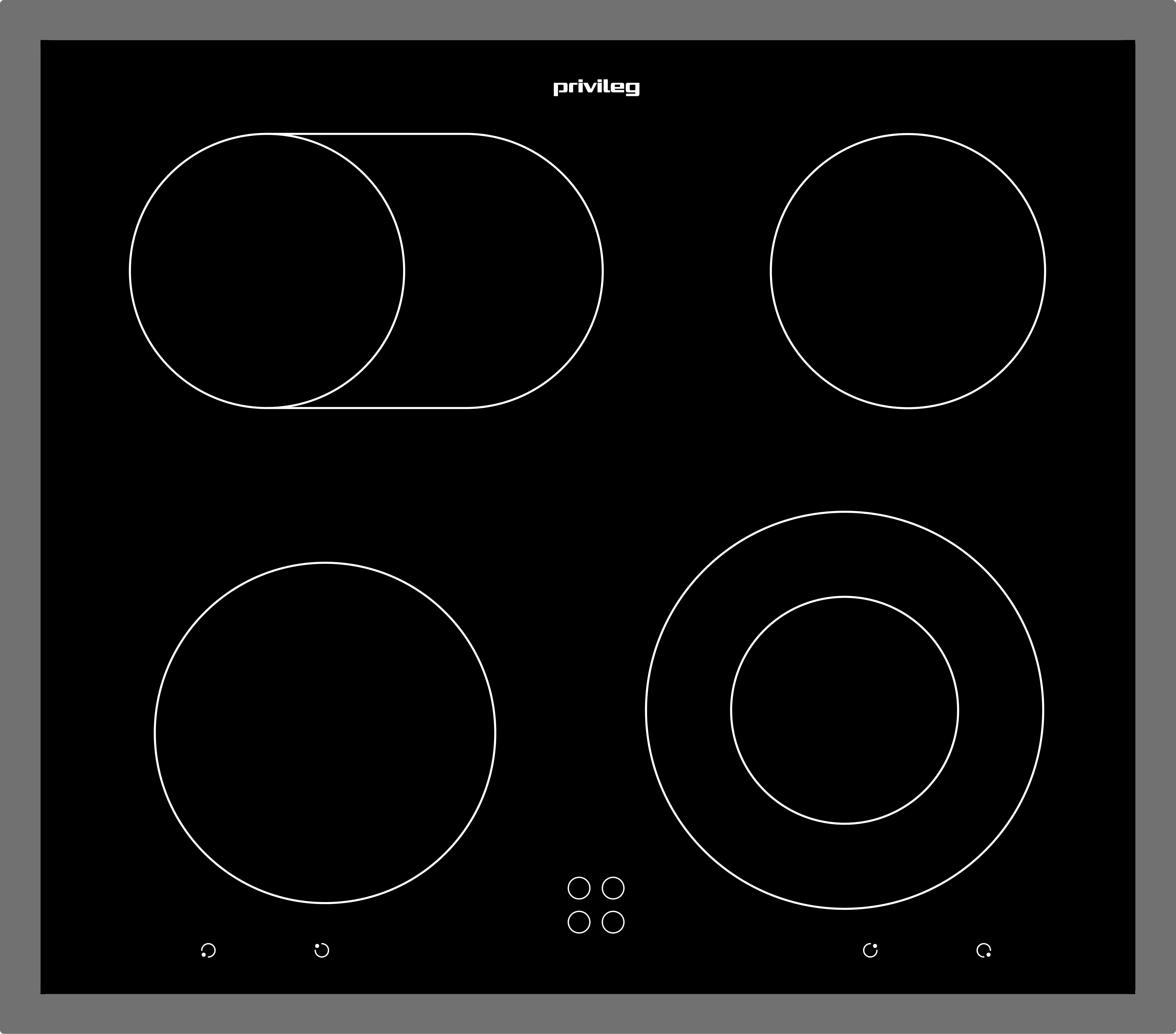 Glaskeramikkochfeld Pcthr K6042 In - Silberfarben/Schwarz, Basics, Glas/Metall (58/4,2/51cm) - Privileg