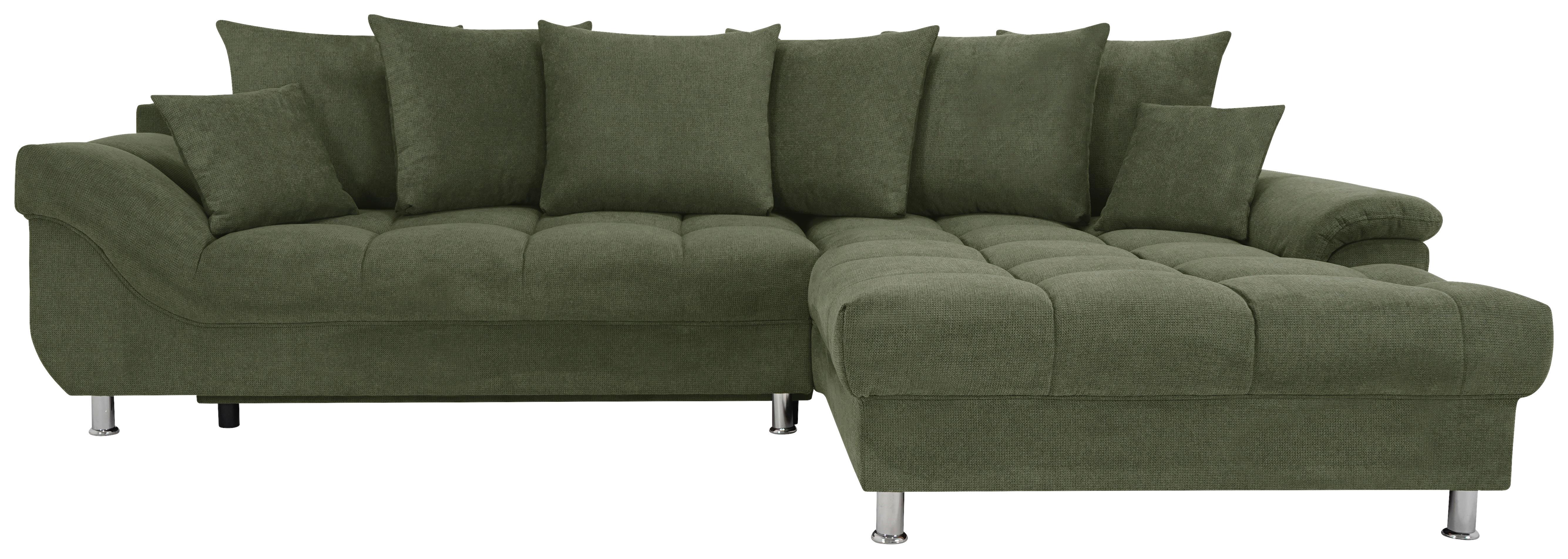 Rohová sedačka ERICE, pravá, zelená - zelená/barvy chromu, Design, textil/plast (312/198cm)