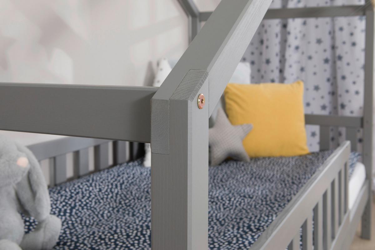 Hausbett Lou Hellgrau B: 120 Cm - Hellgrau/Weiß, MODERN, Holz/Textil (120/200cm) - MID.YOU