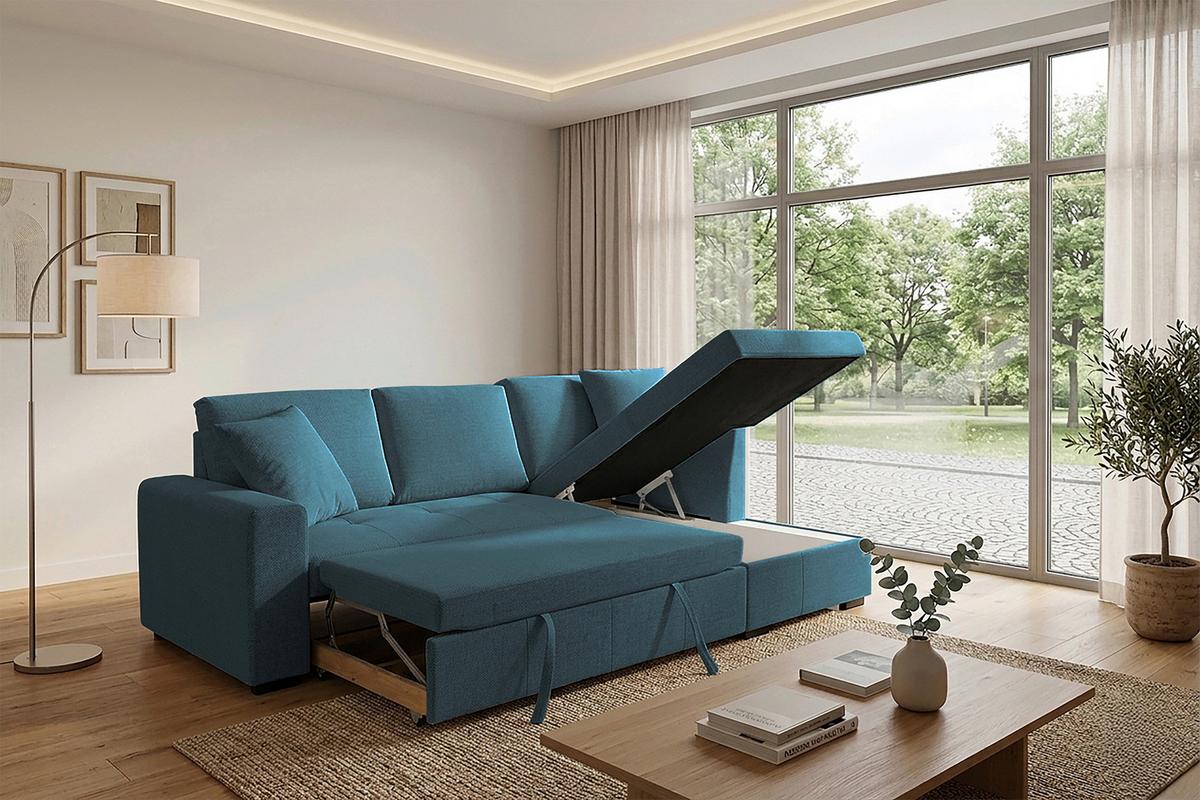 Ecksofa Lukas Blau S: 239x158 Cm - Blau, Trend, Textil (239/158cm)